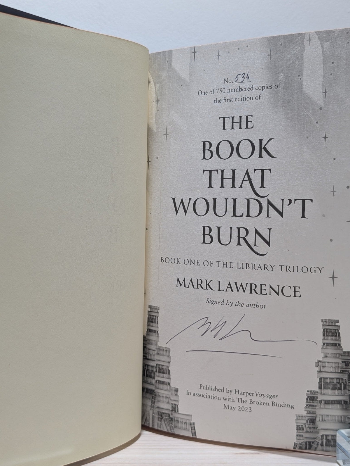 The Book That Wouldn't Burn; Book That Broke the World; Book that Held Her Heart by Mark Lawrence (Signed with sprayed edges) - Fialta Books