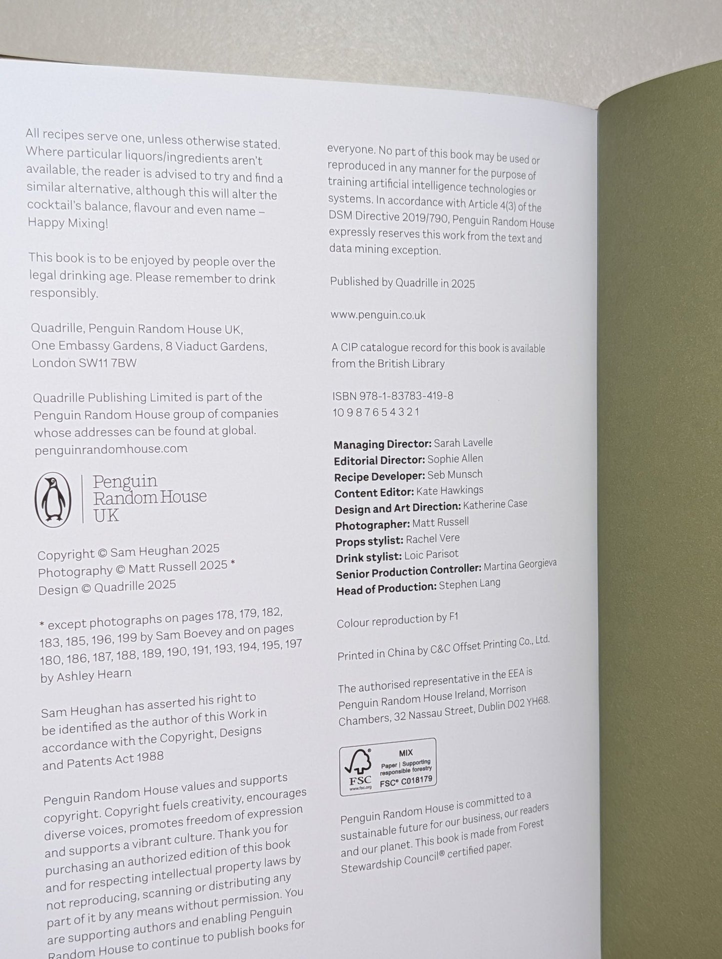 The Cocktail Diaries by Sam Heughan (Signed First Edition) - Fialta Books