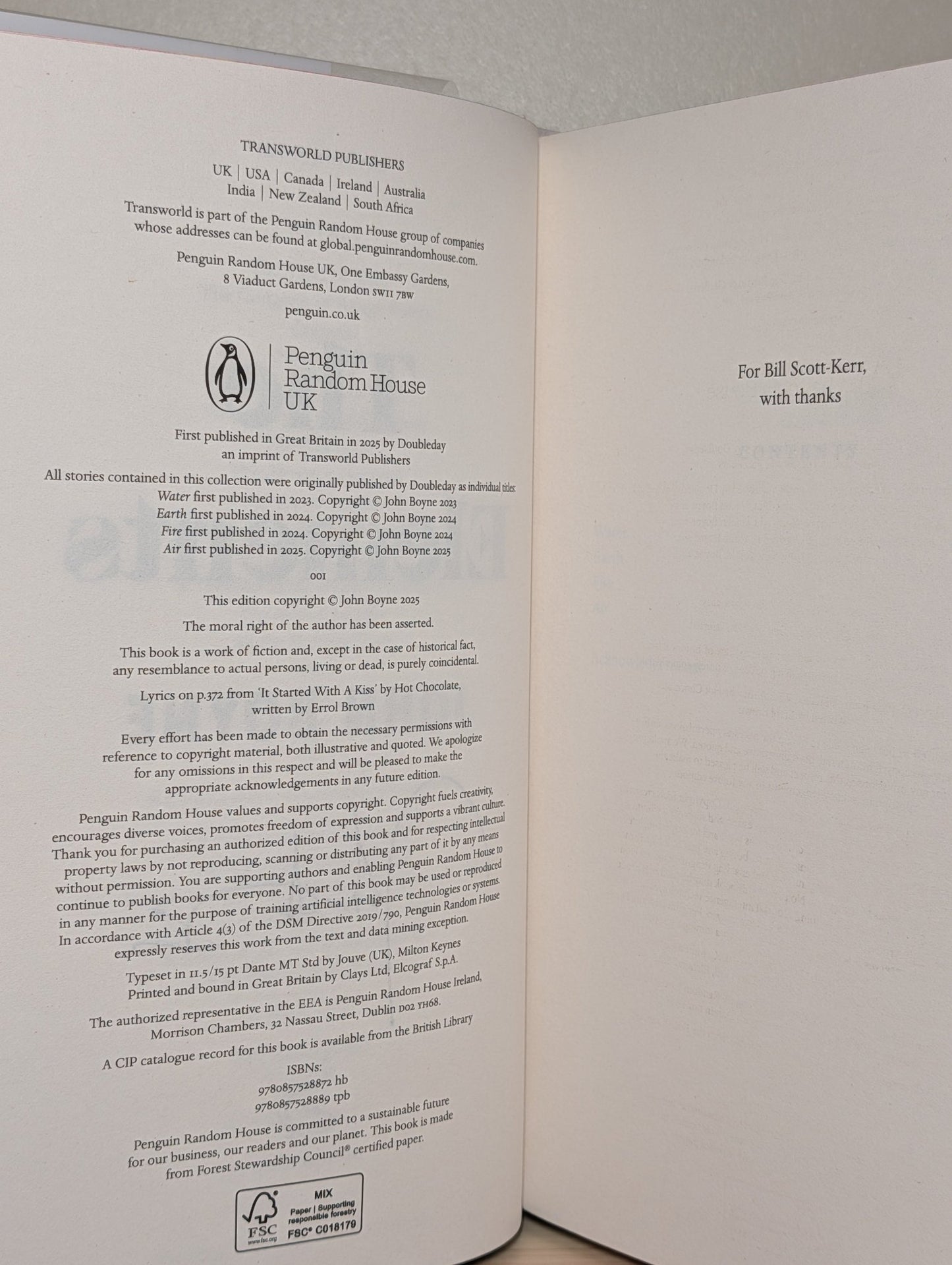 The Elements by John Boyne (Signed with sprayed edges) - Fialta Books