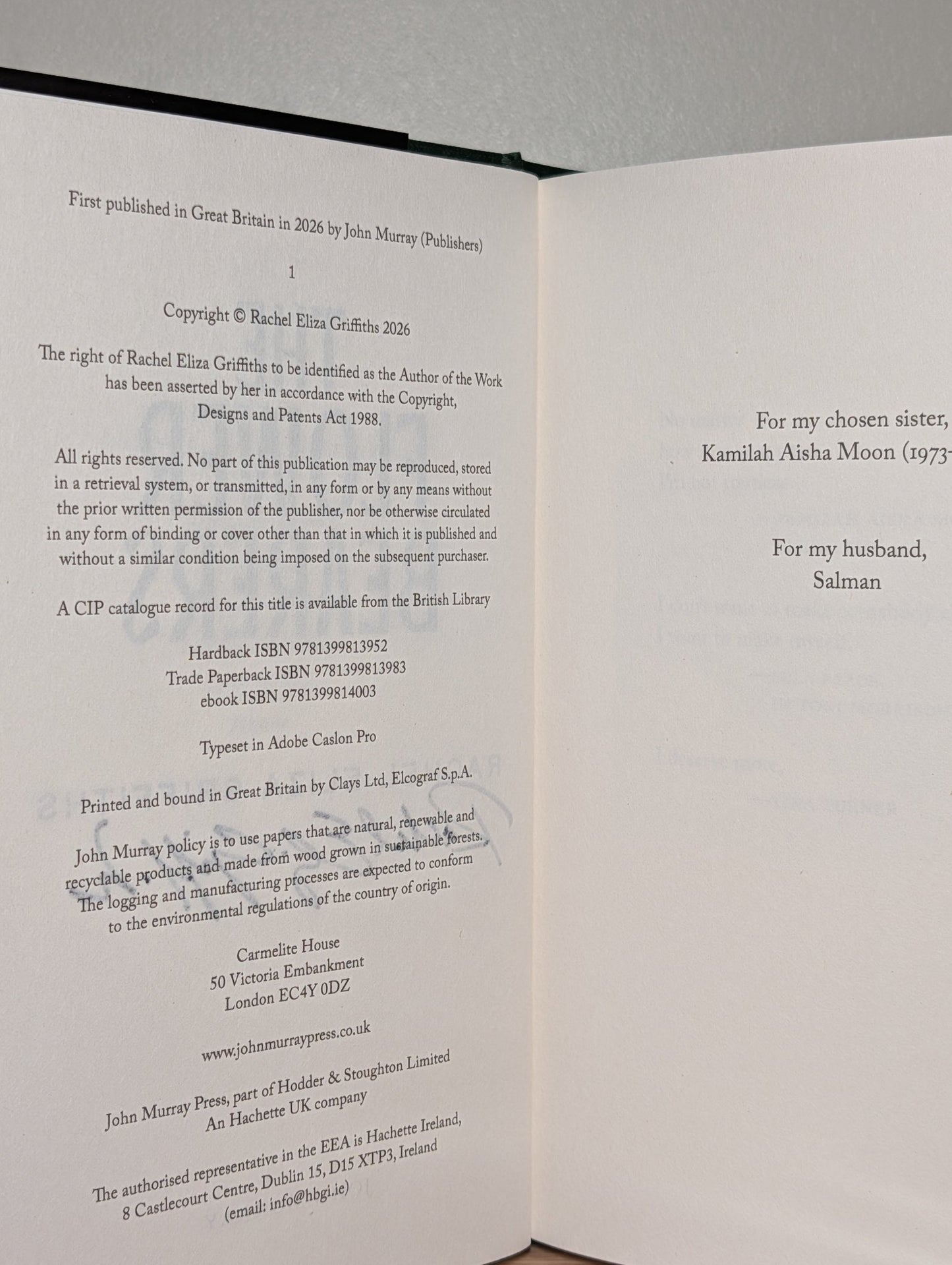 The Flower Bearers by Rachel Eliza Griffiths (Signed First Edition) - Fialta Books