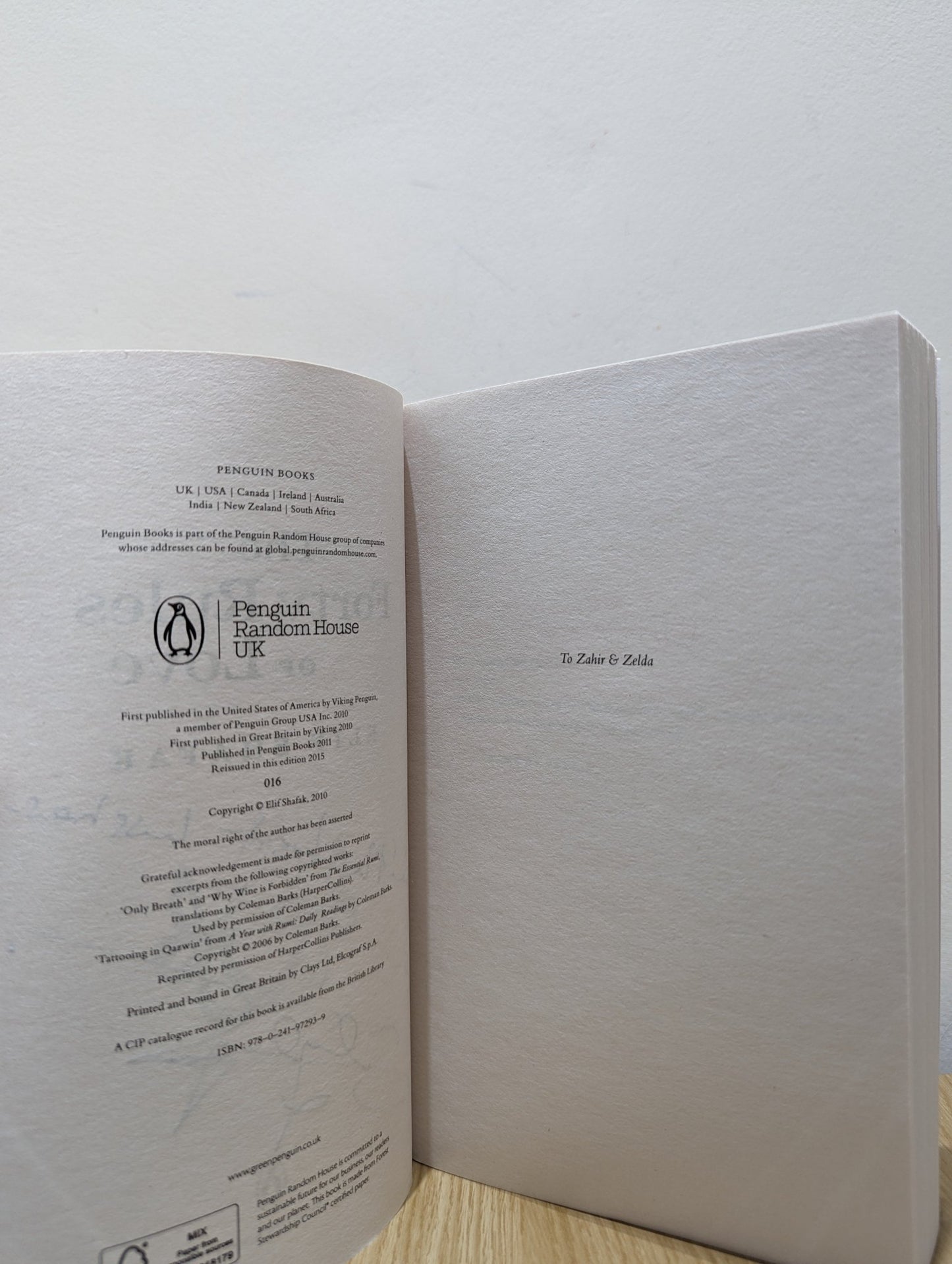 The Forty Rules of Love by Elif Shafak (Signed) - Fialta Books