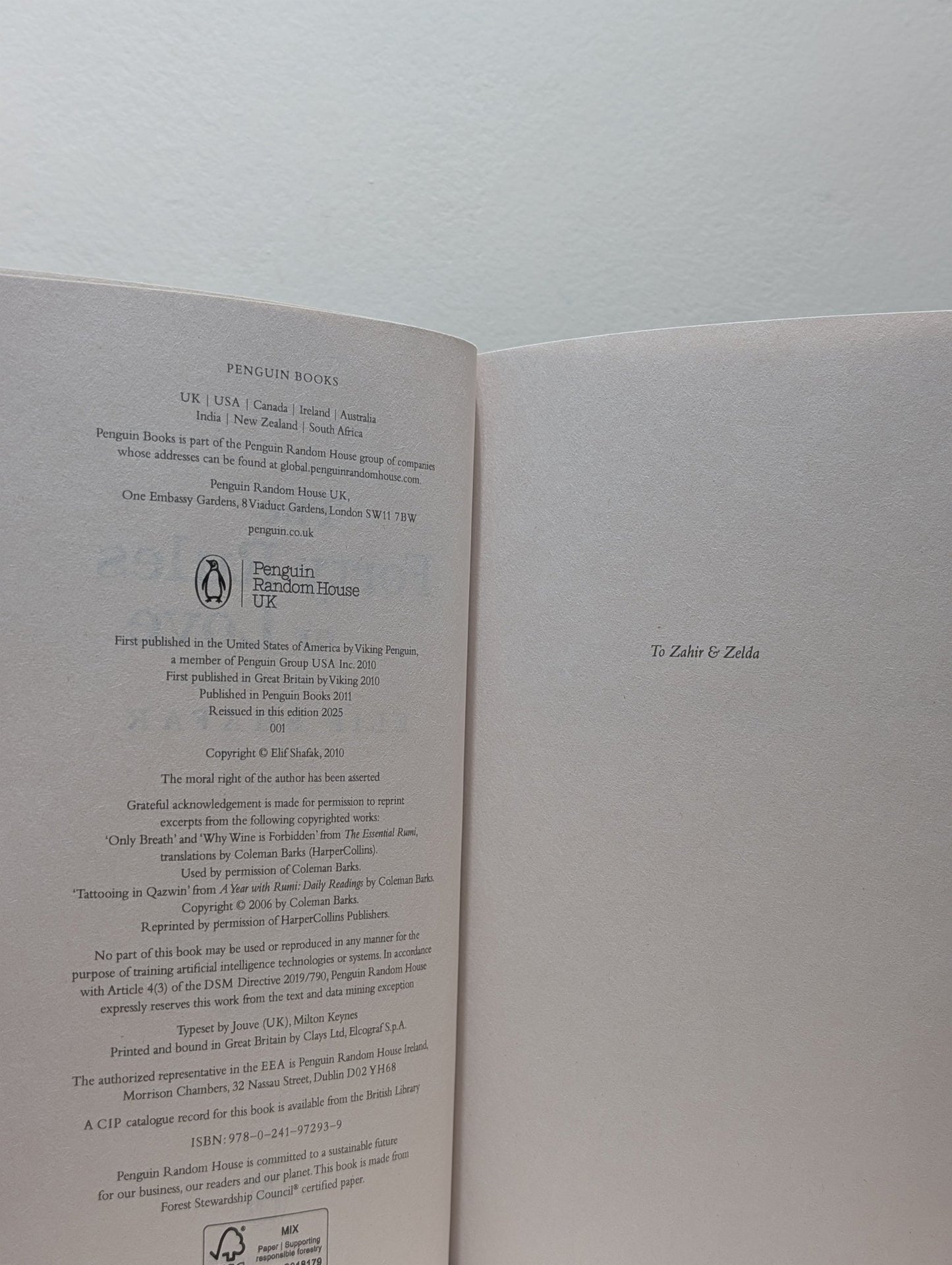 The Forty Rules of Love by Elif Shafak (Signed New Paperback Edition) - Fialta Books