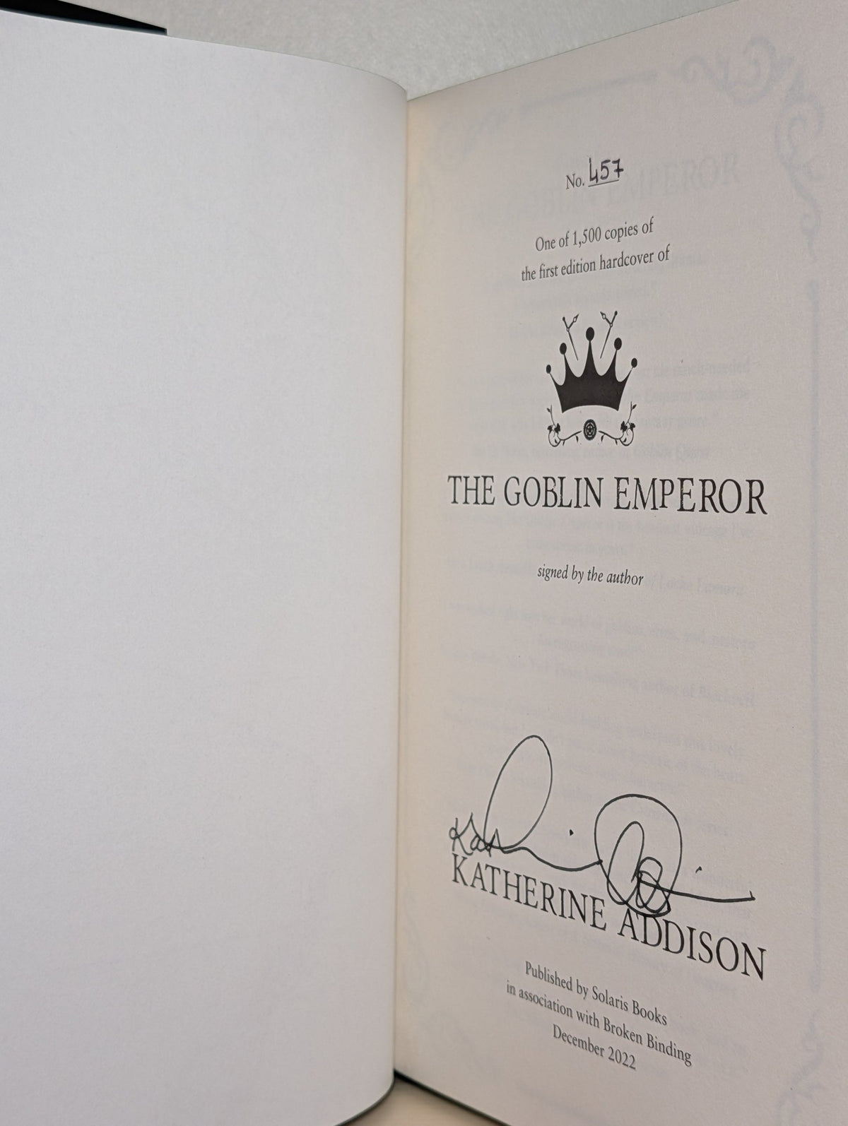 The Goblin Emperor by Katherine Addison (Signed Special Edition with sprayed edges) - Fialta Books