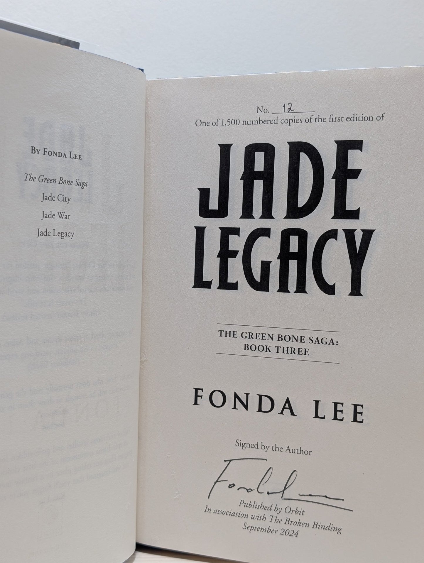 The Green Bone Saga: Jade City; Jade War; Jade Legacy by Fonda Lee (Signed Special Edition with sprayed edges) - Fialta Books