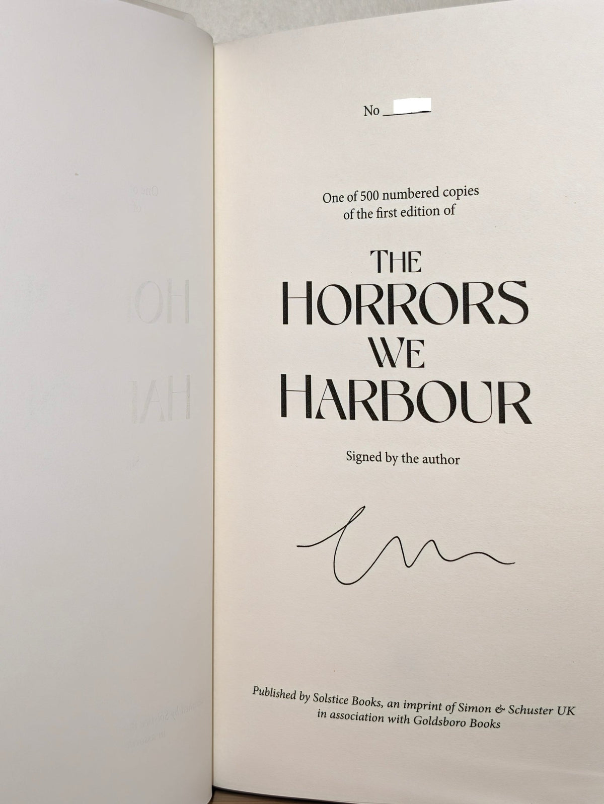 The Horrors We Harbour by Emily Cooper (Signed First Edition with sprayed edges) - Fialta Books