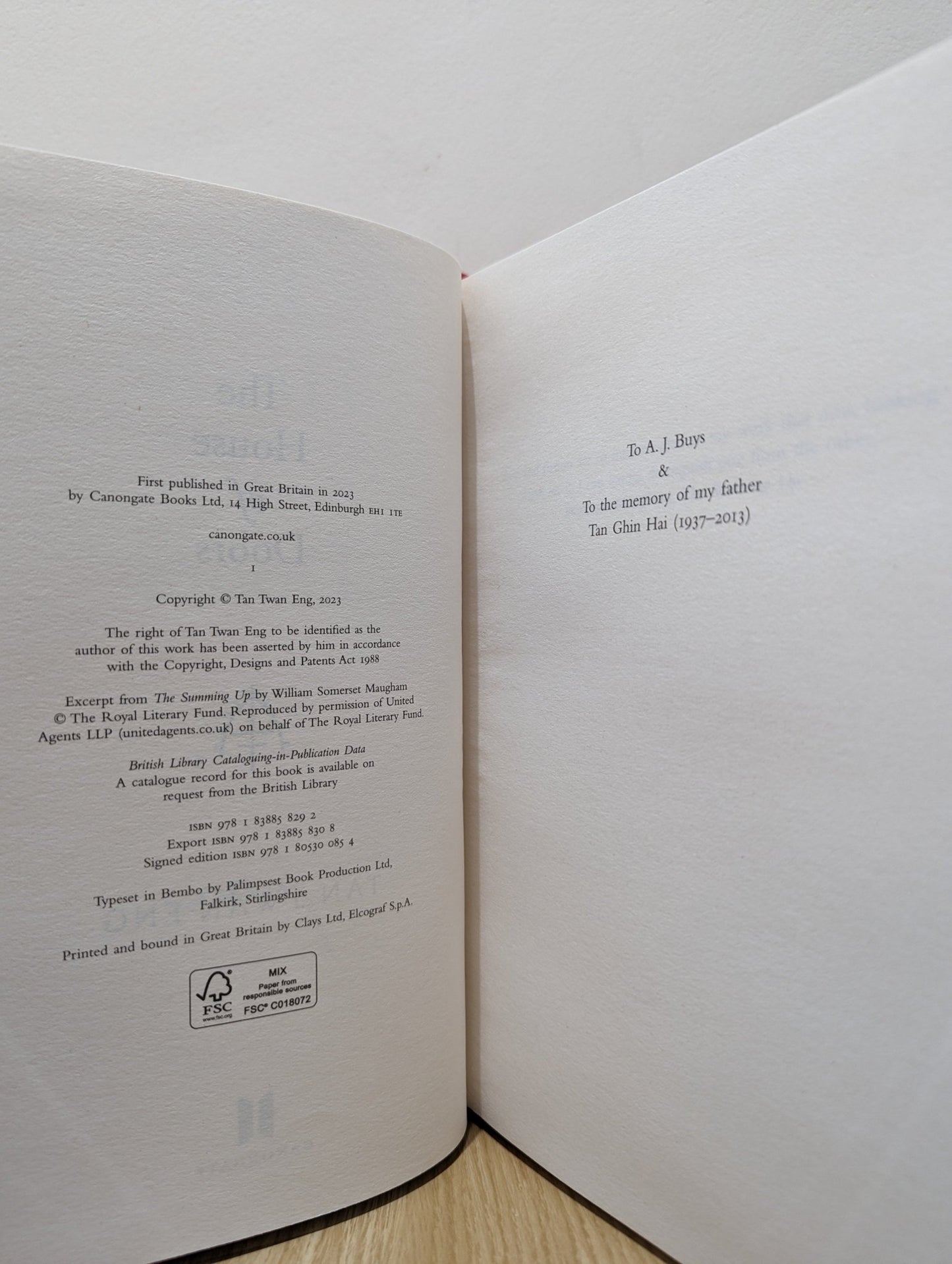 The House of Doors by Tan Twan Eng (Signed First Edition) - Fialta Books