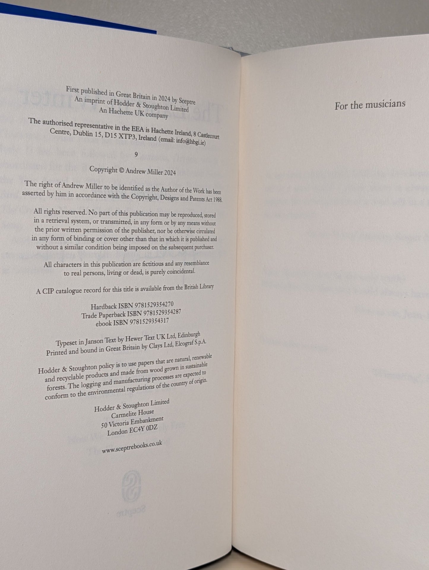 The Land in Winter by Andrew Miller (Signed) - Fialta Books