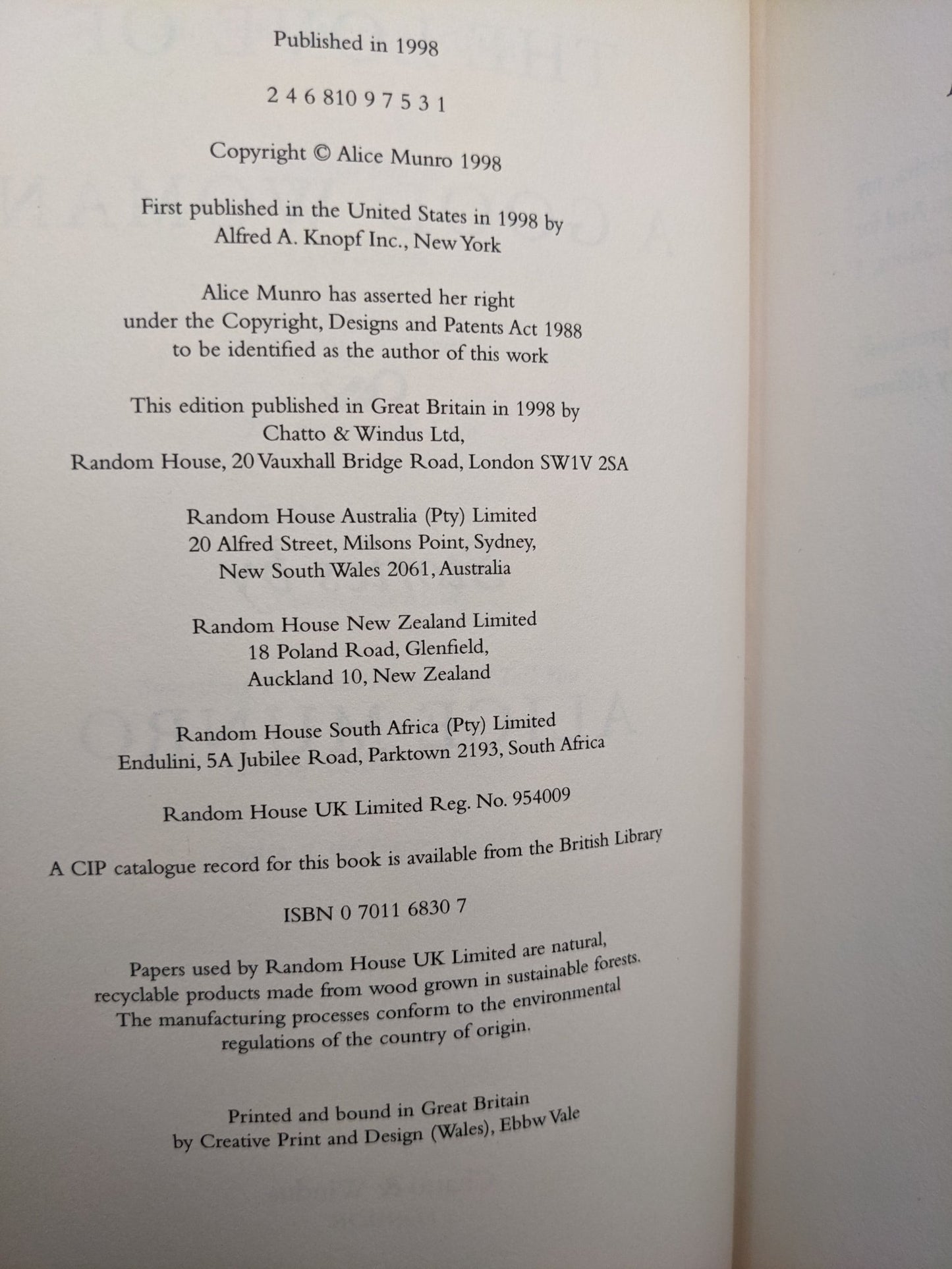 The Love Of A Good Woman: Stories by Alice Munro - Fialta Books