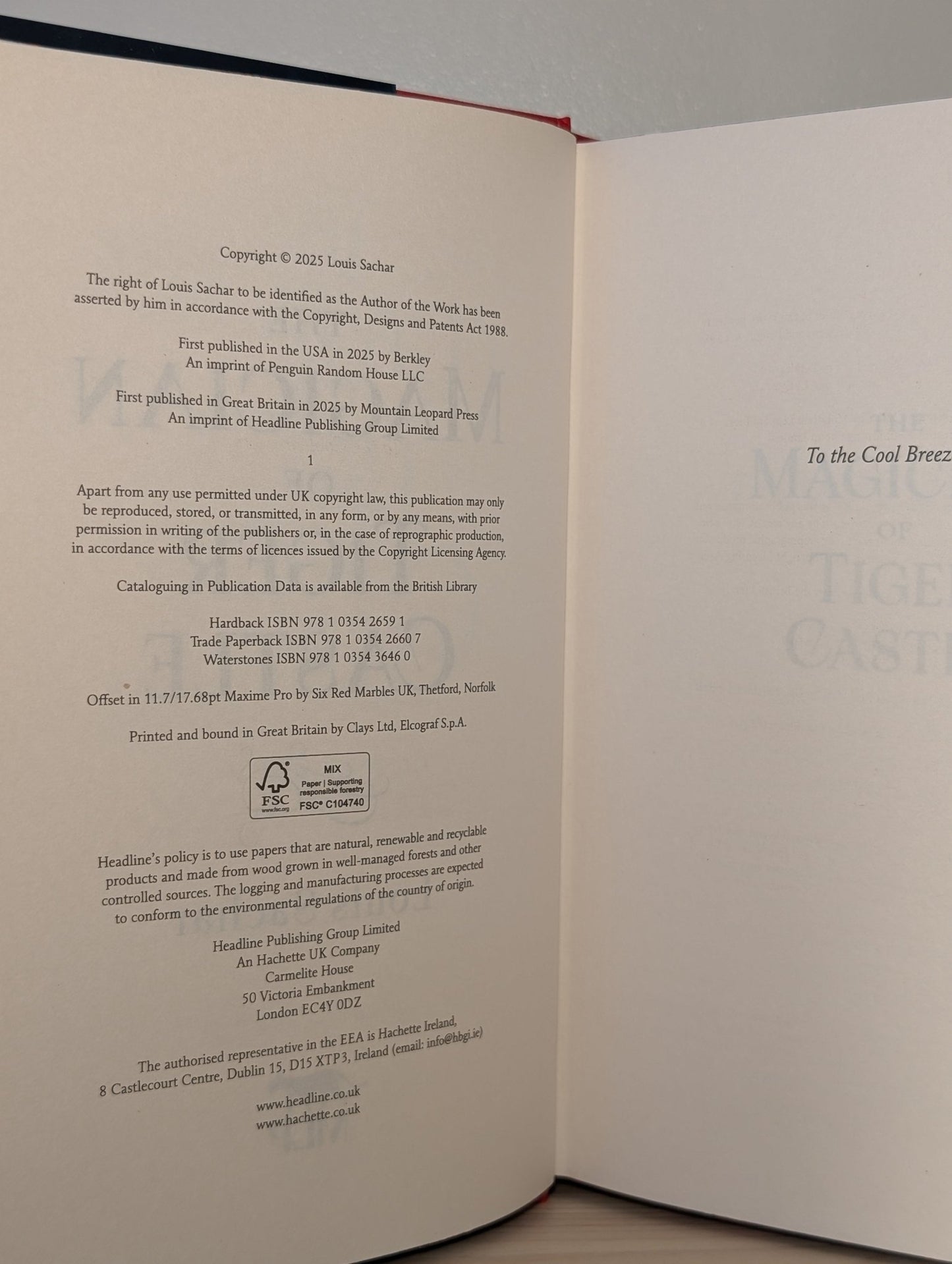 The Magician of Tiger Castle by Louis Sachar (Signed First Edition with sprayed edges) - Fialta Books