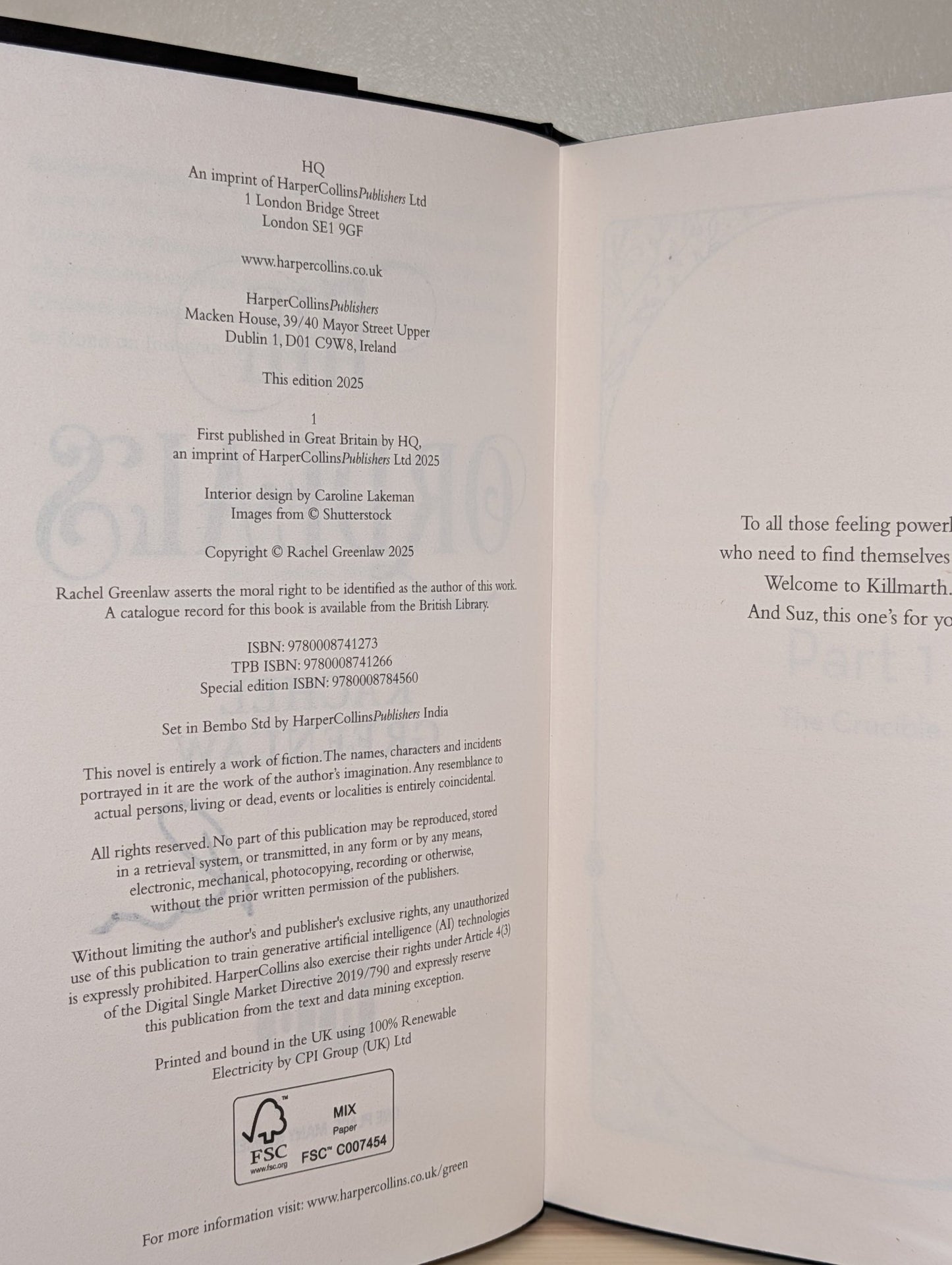The Ordeals: Killmarth Trials Book 1 by Rachel Greenlaw (Signed First Edition with sprayed edges) - Fialta Books