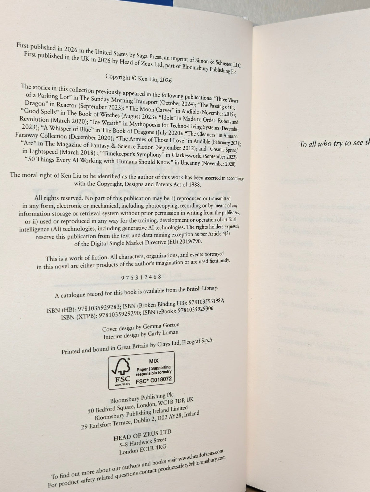 The Passing of the Dragon and Other Stories by Ken Liu (Signed First Edition) - Fialta Books