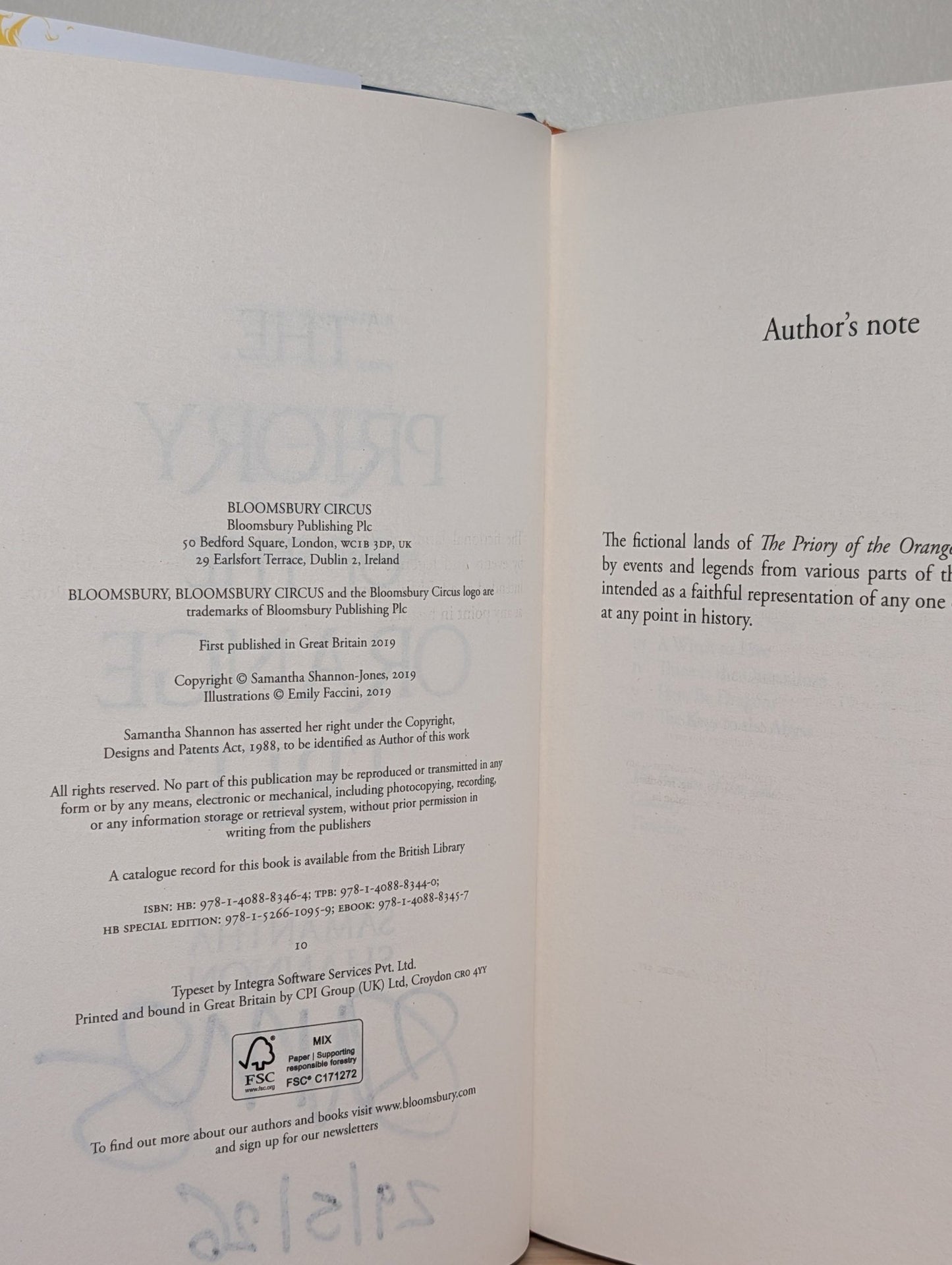 The Priory of the Orange Tree by Samantha Shannon (Signed Dated) - Fialta Books