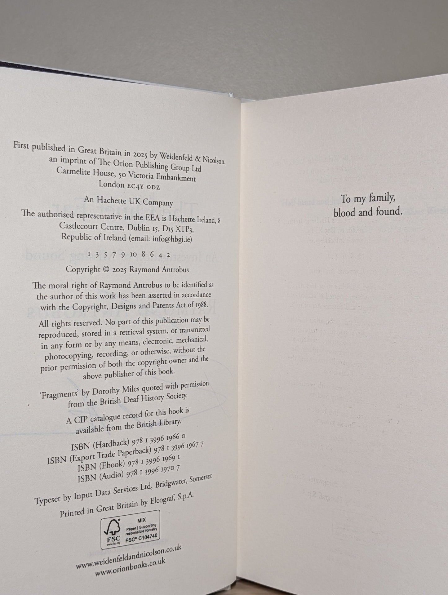 The Quiet Ear: An Investigation of Missing Sound by Raymond Antrobus (Signed First Edition) - Fialta Books