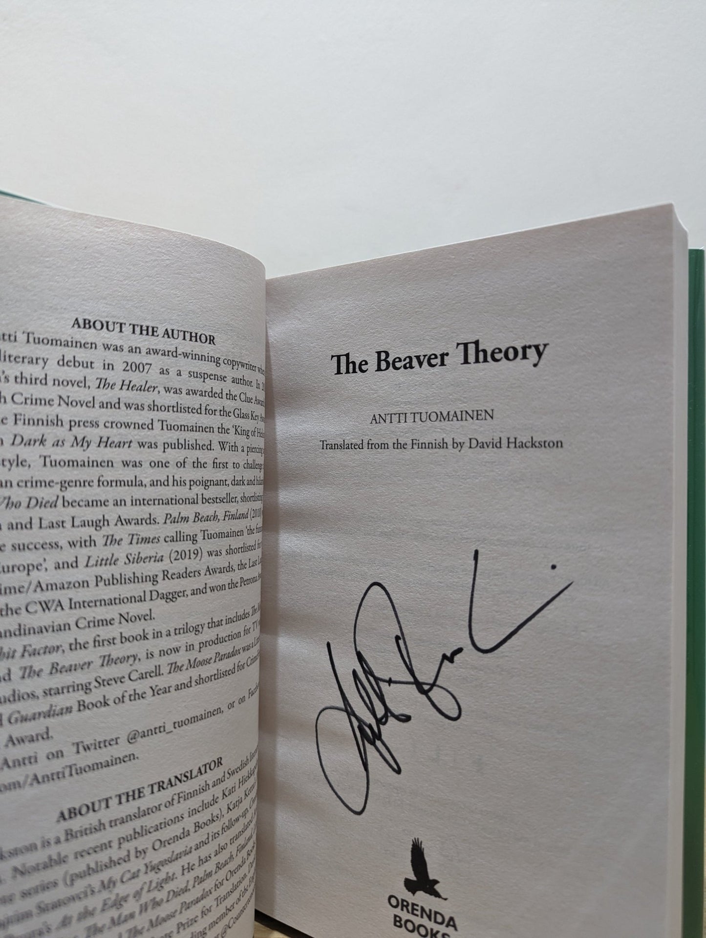The Rabbit Factor; The Moose Paradox; The Beaver Theory by Antti Tuomainen (Signed First Edition Set) - Fialta Books