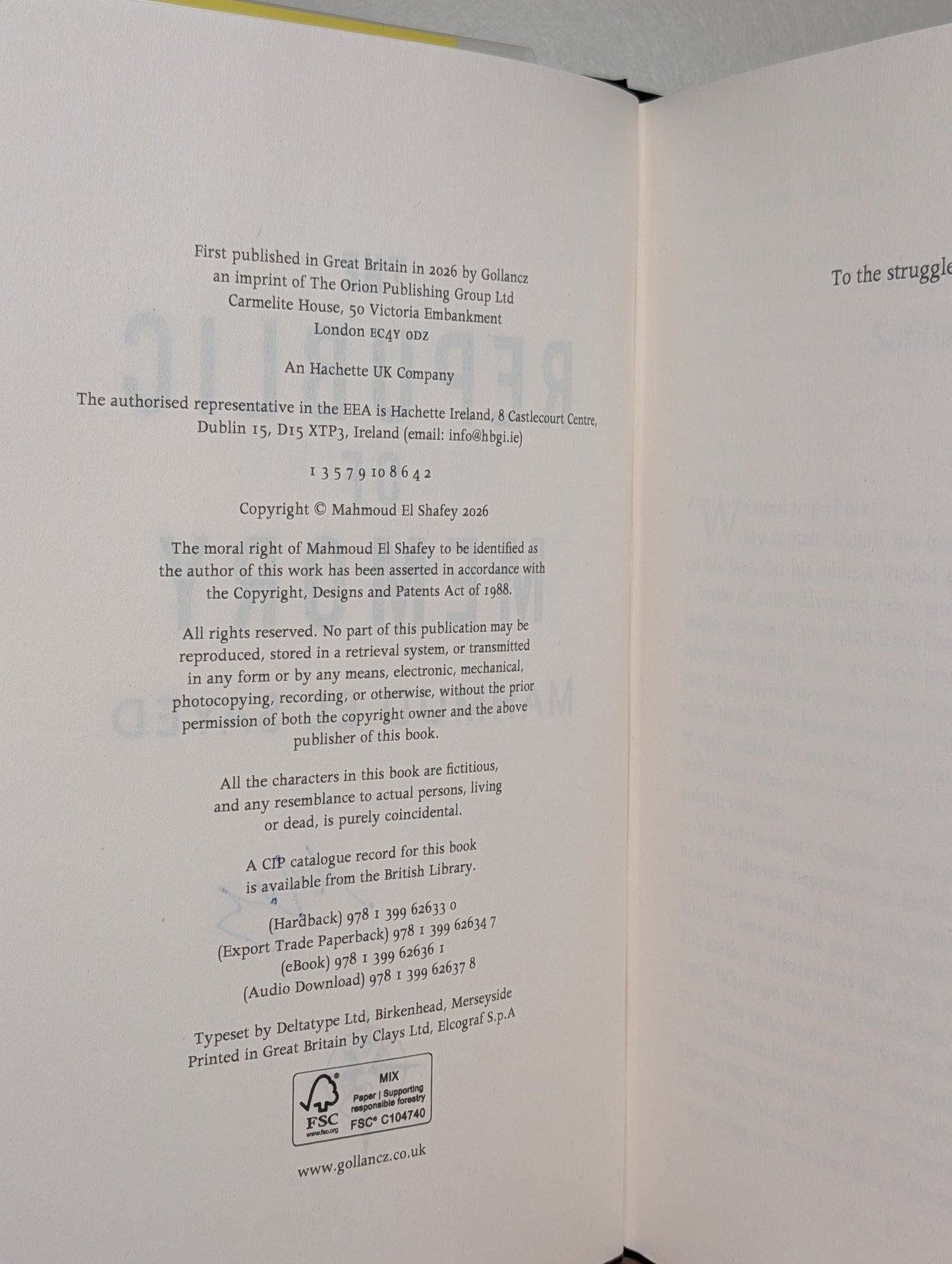 The Republic of Memory by Mahmud El Sayed (Signed First Edition) - Fialta Books