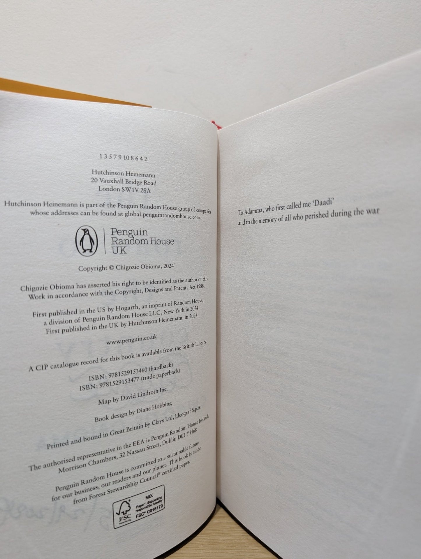 The Road to the Country by Chigozie Obioma (Signed Dated First Edition) - Fialta Books