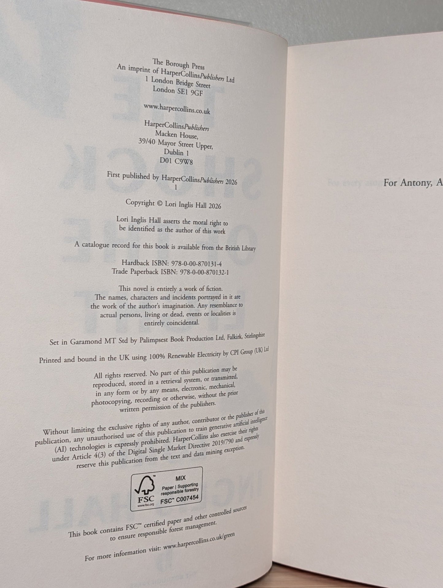 The Shock of the Light by Lori Inglis Hall (Signed Numbered Edition with sprayed edges) - Fialta Books