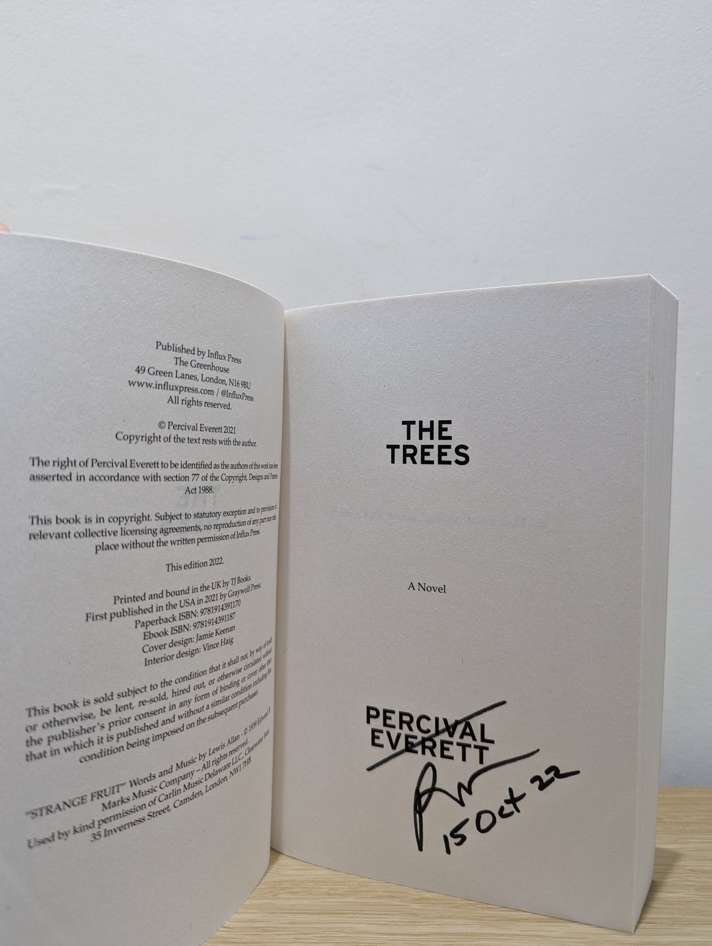 The Trees by Percival Everett (Signed Dated First Edition) - Fialta Books