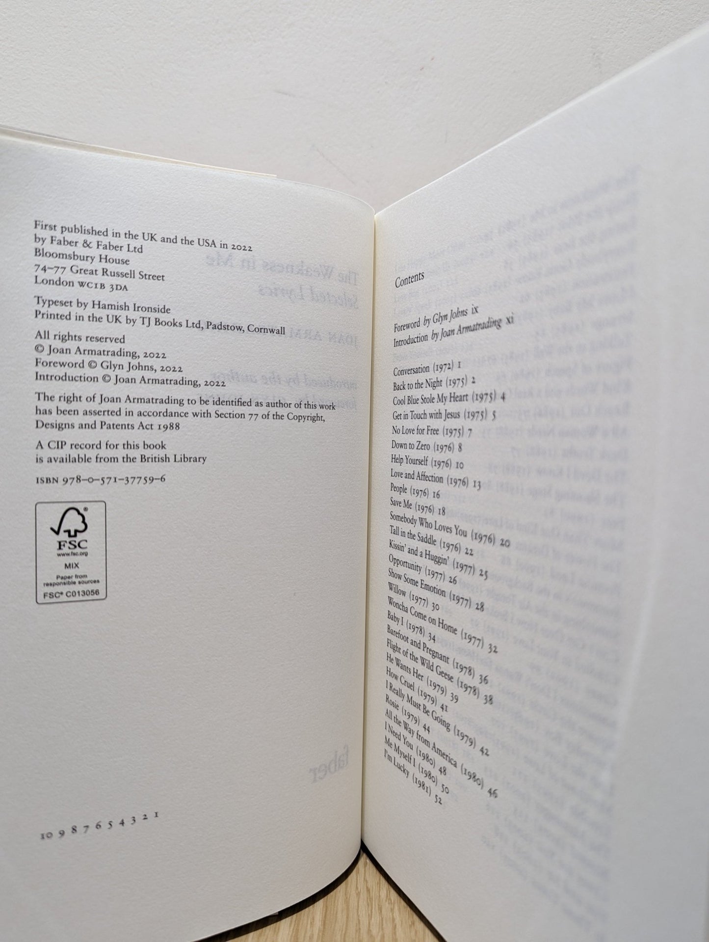 The Weakness in Me by Joan Armatrading (Signed First Edition) - Fialta Books