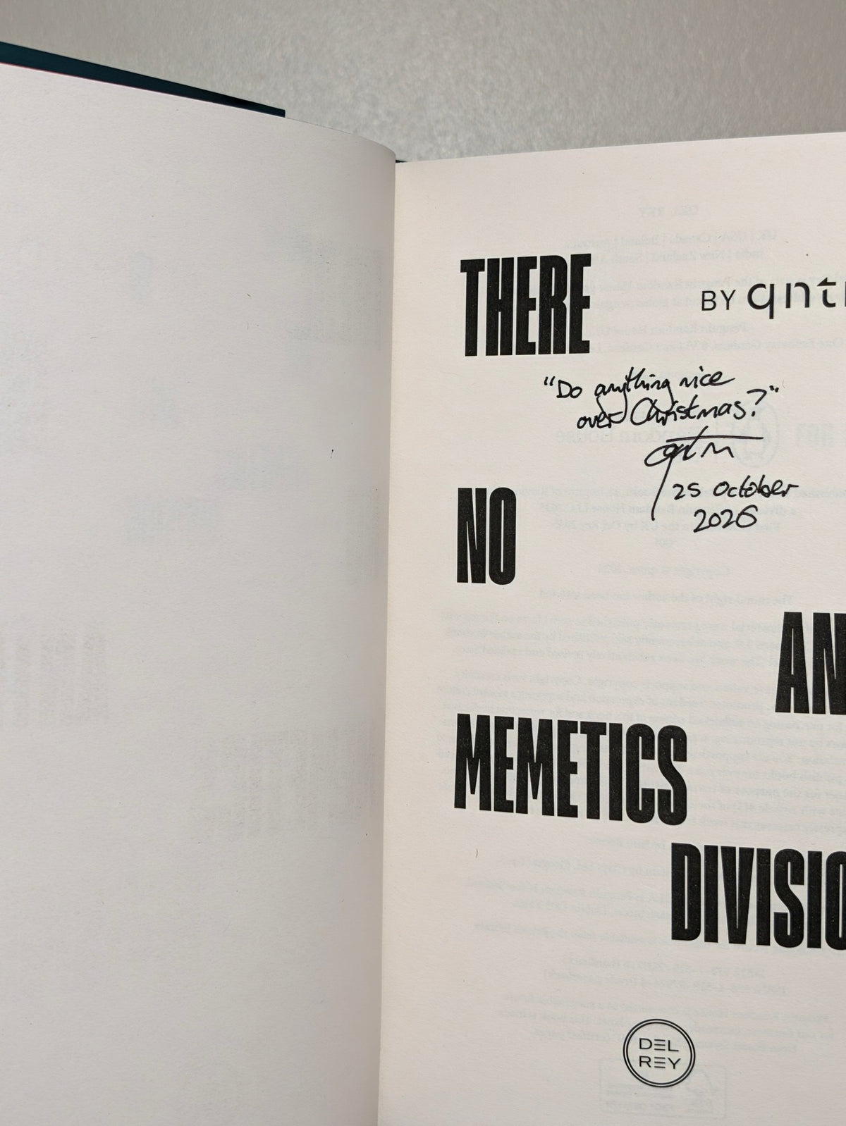 There Is No Antimemetics Division by Qntm (Signed Lined First Edition) - Fialta Books