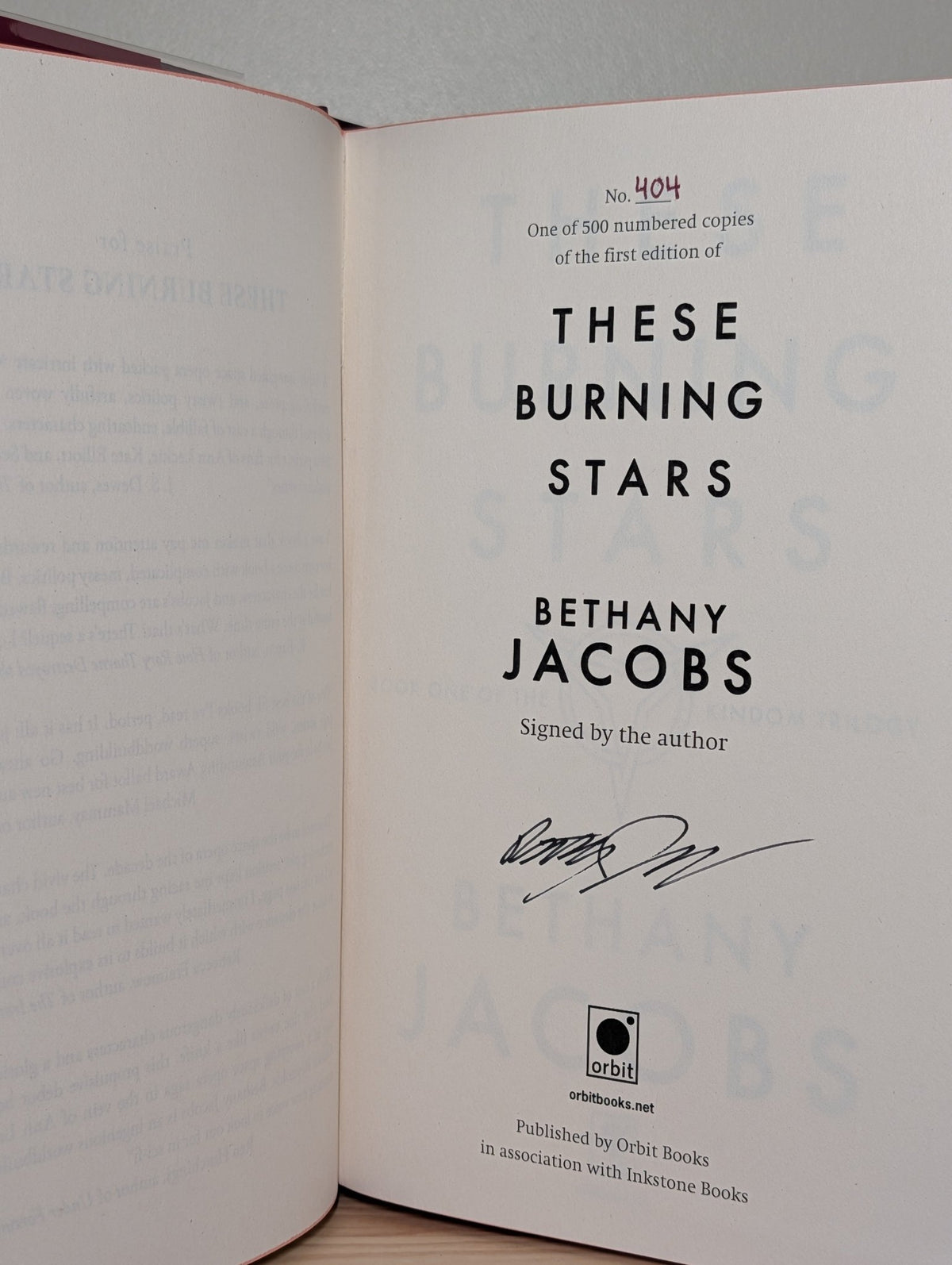 These Burning Stars; On Vicious Worlds; This Brutal Moon by Bethany Jacobs (Signed with sprayed edges) - Fialta Books