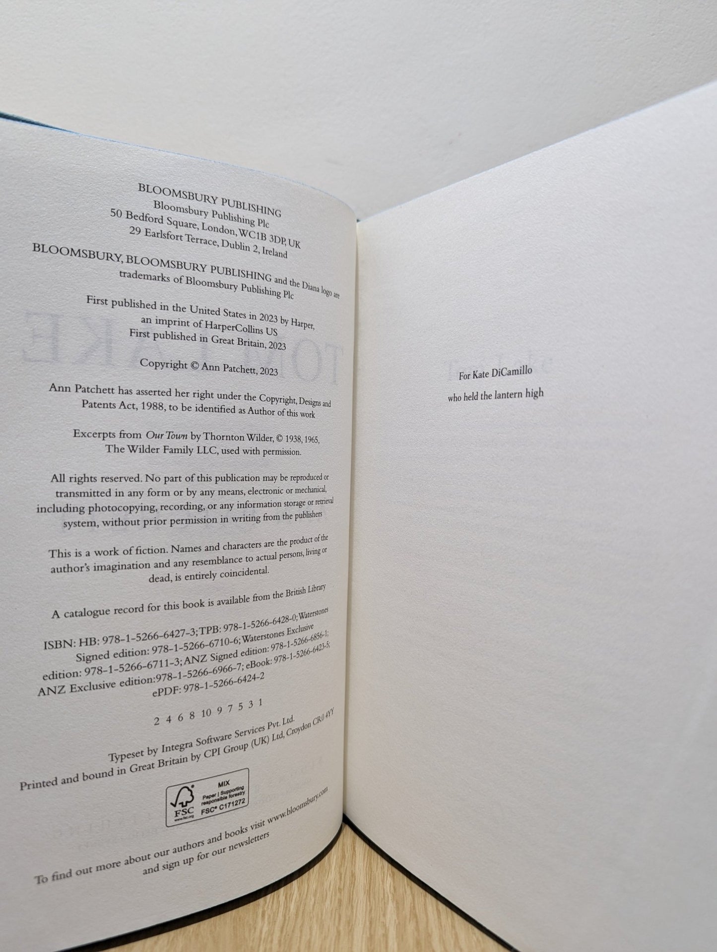 Tom Lake by Ann Patchett (Signed First Edition with sprayed edges) - Fialta Books