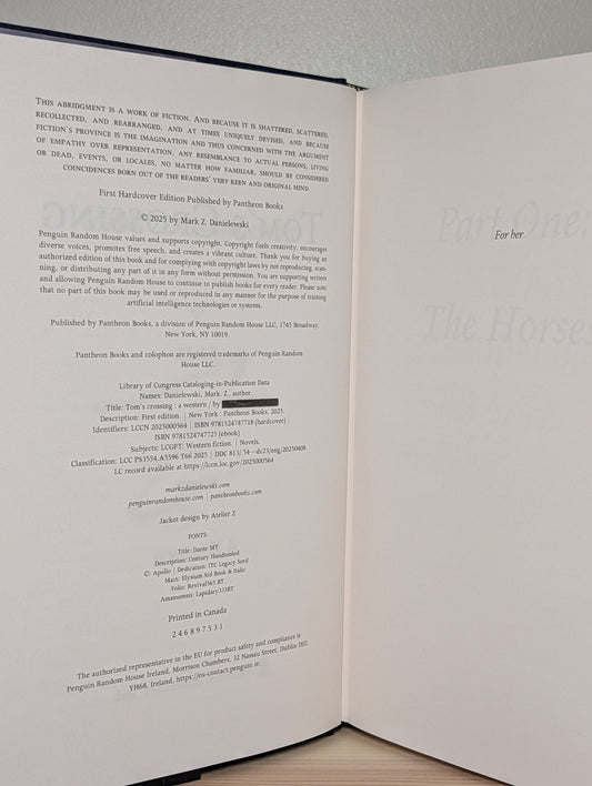 Tom's Crossing by Mark Z. Danielewski (Signed First Edition) - Fialta Books