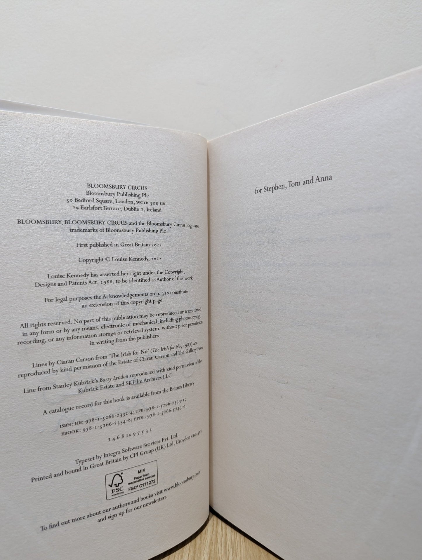 Trespasses by Louise Kennedy (Signed Dated First Edition) - Fialta Books