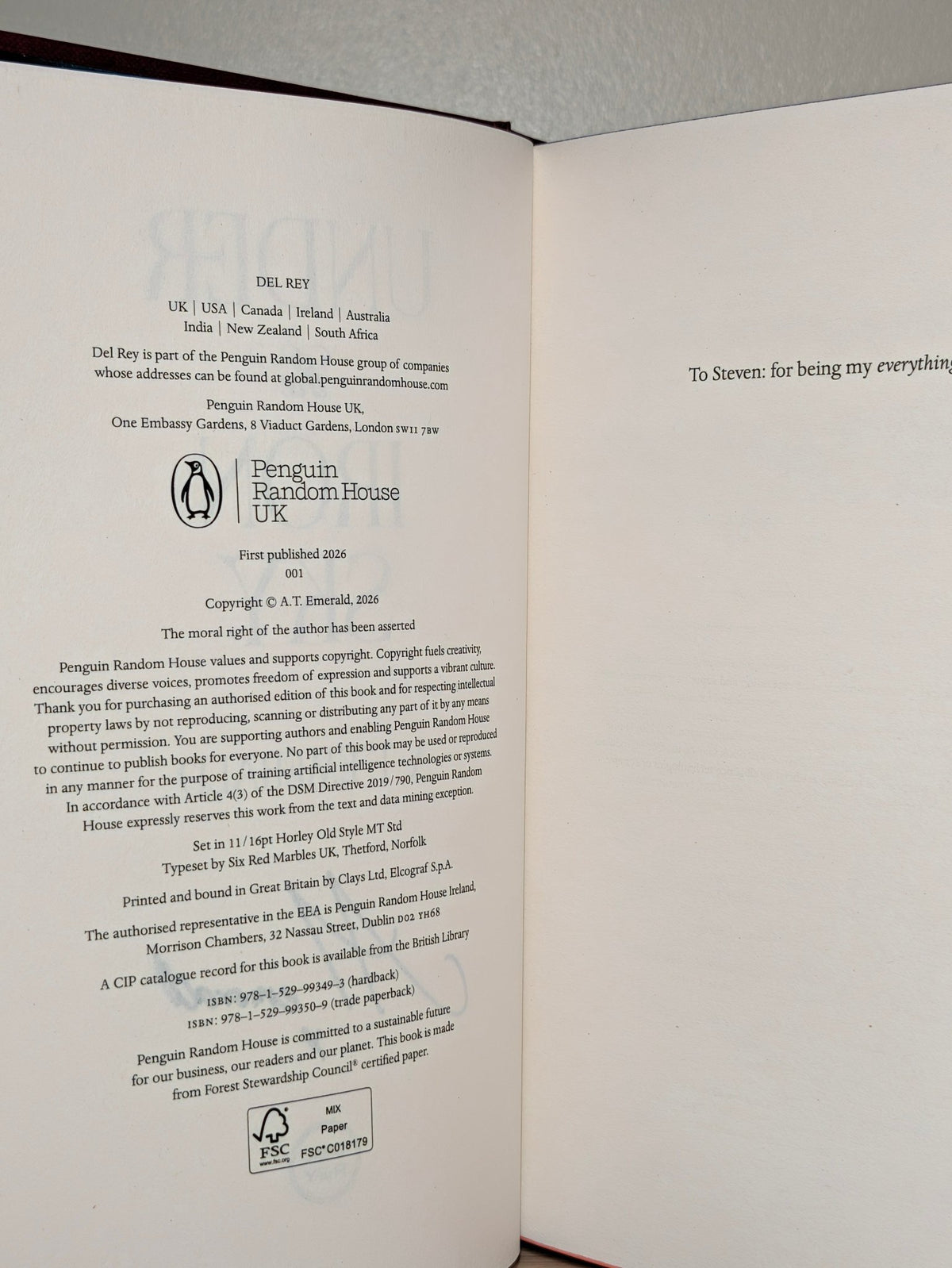 Under the Iron Sky by A.T. Emerald (Signed First Edition with sprayed edges) - Fialta Books
