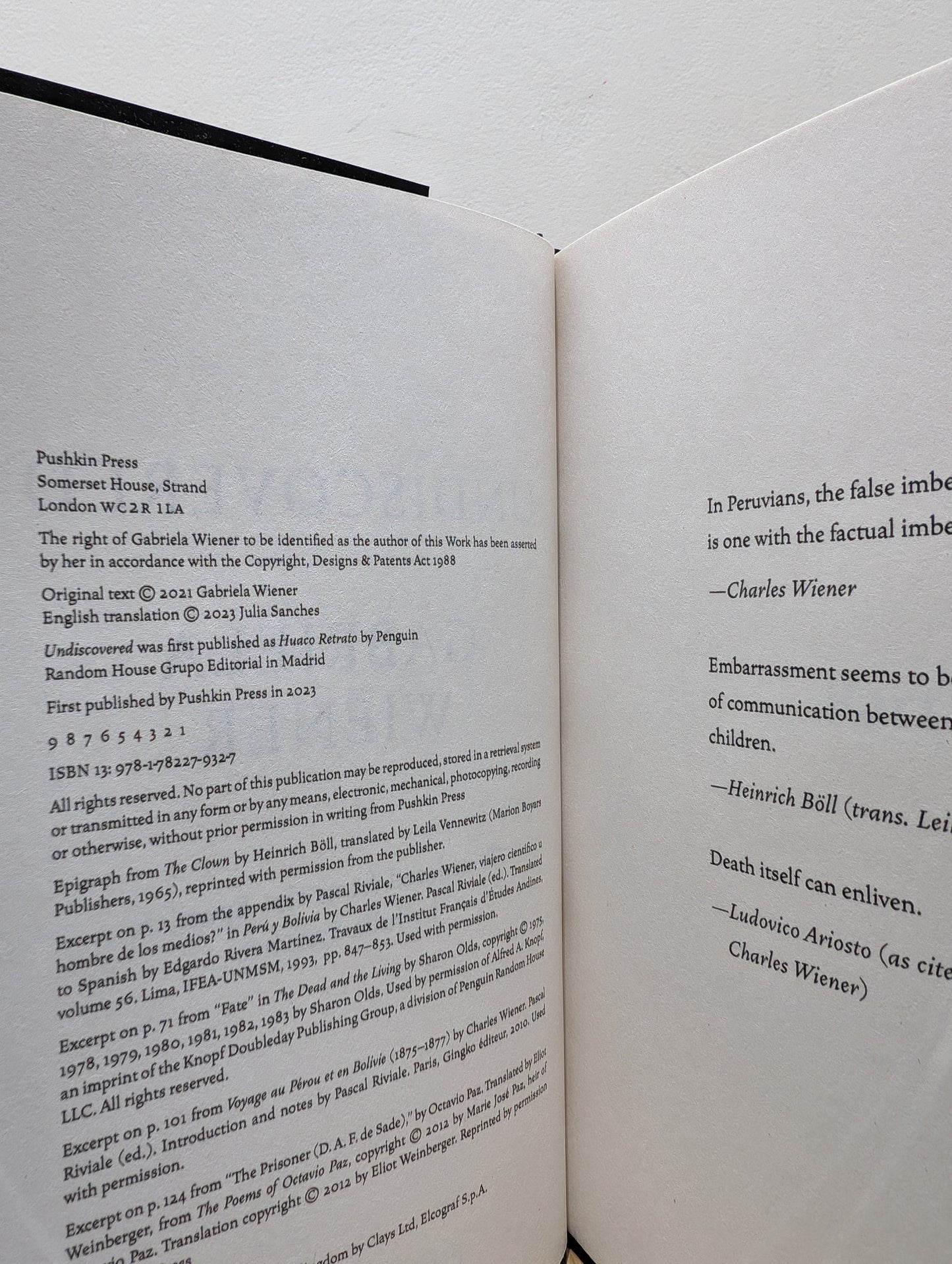Undiscovered by Gabriela Wiener (First Edition) - Fialta Books