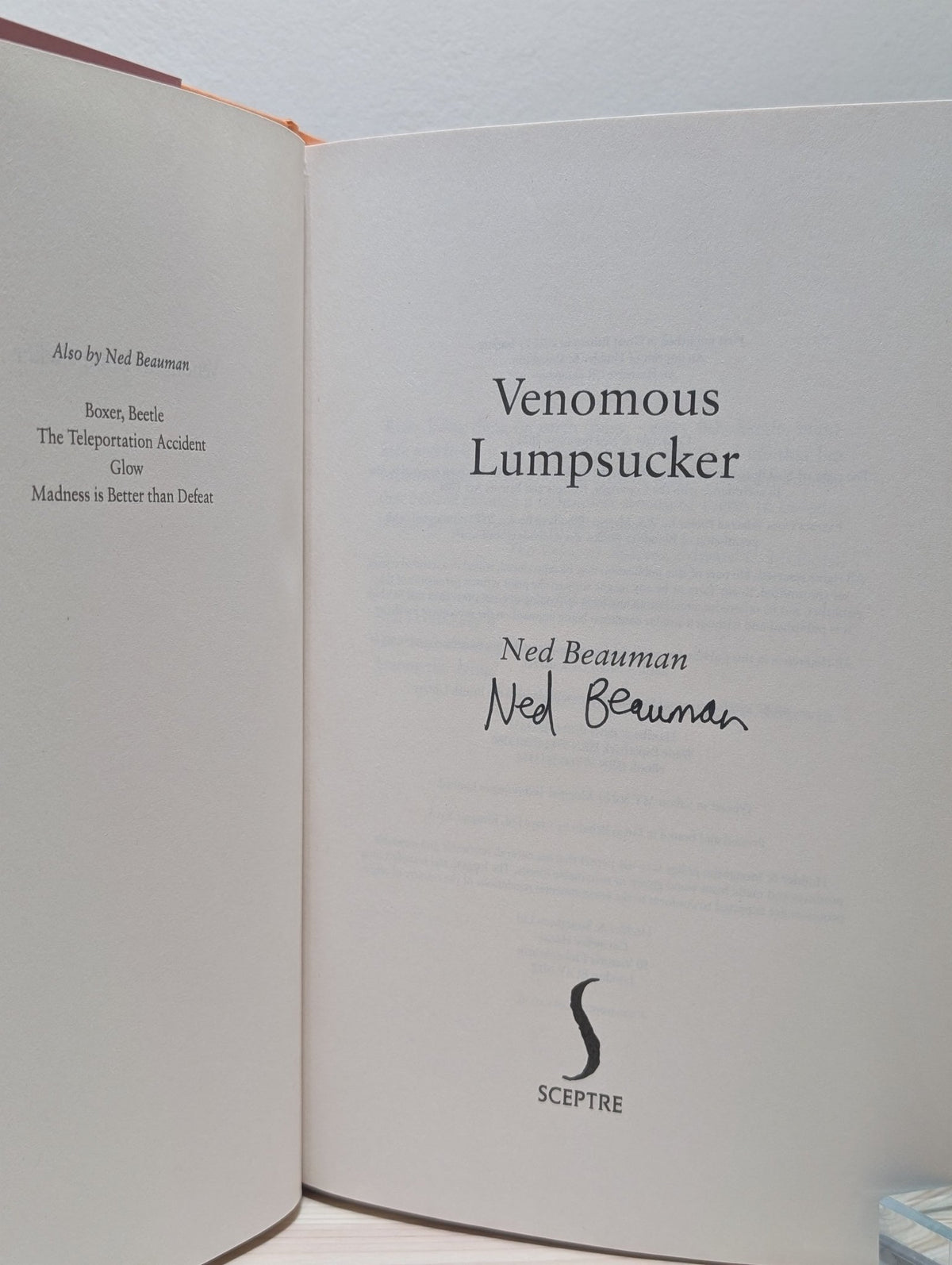 Venomous Lumpsucker by Ned Beauman (Signed) - Fialta Books