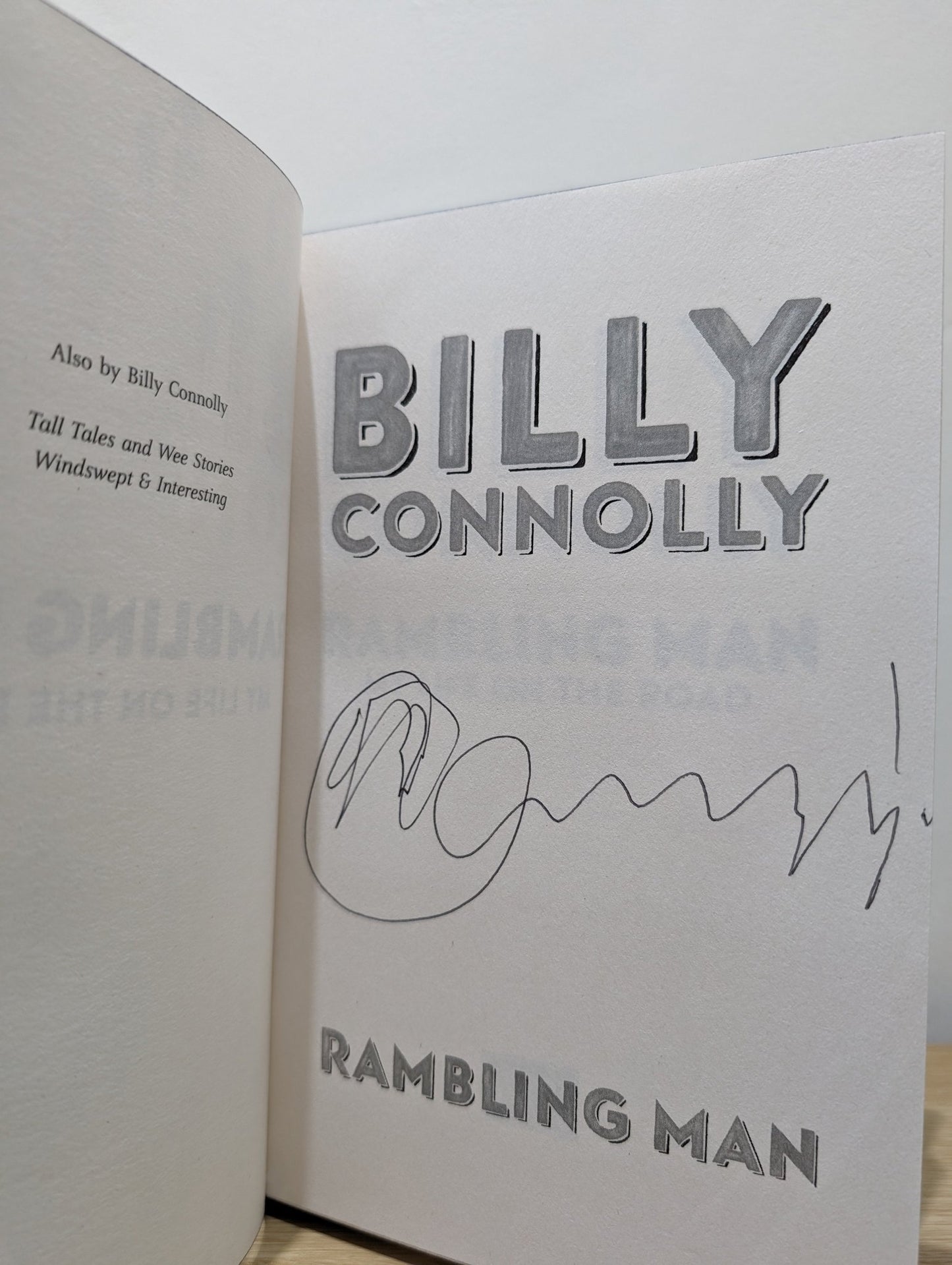 Windswept & Interesting; Rambling Man by Billy Connolly (Signed First Edition with stencilled edges) - Fialta Books