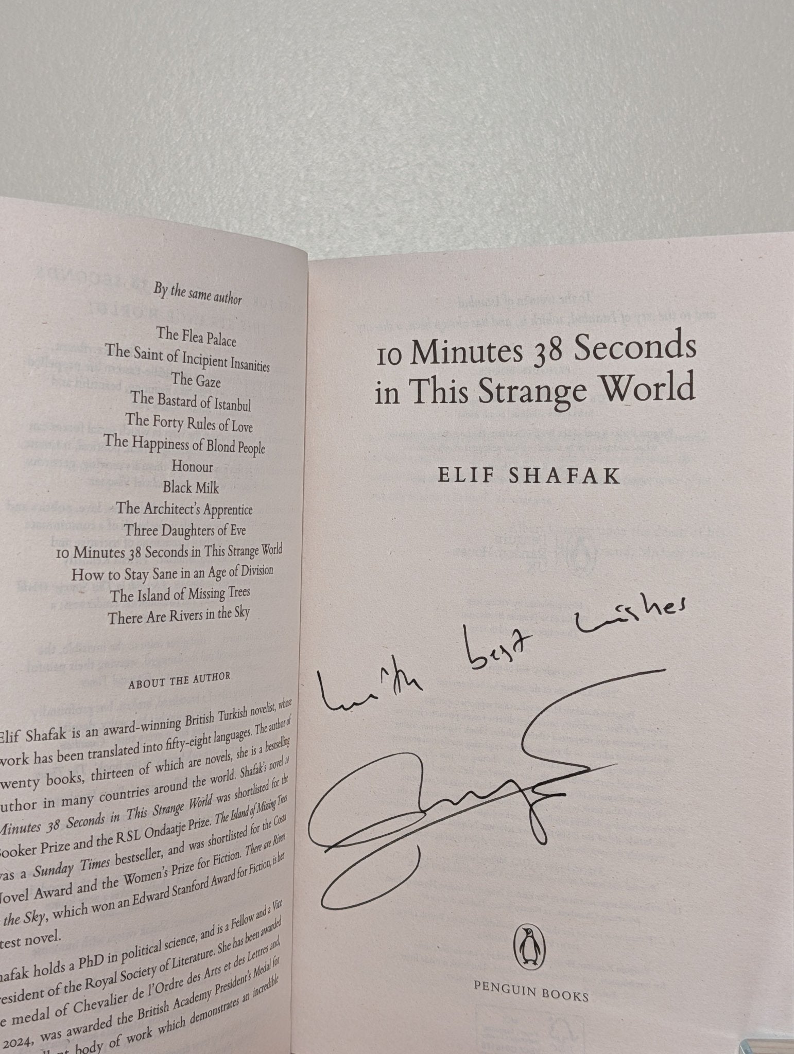 10 Minutes 38 Seconds in this Strange World by Shafak Elif (Signed) - Fialta Books