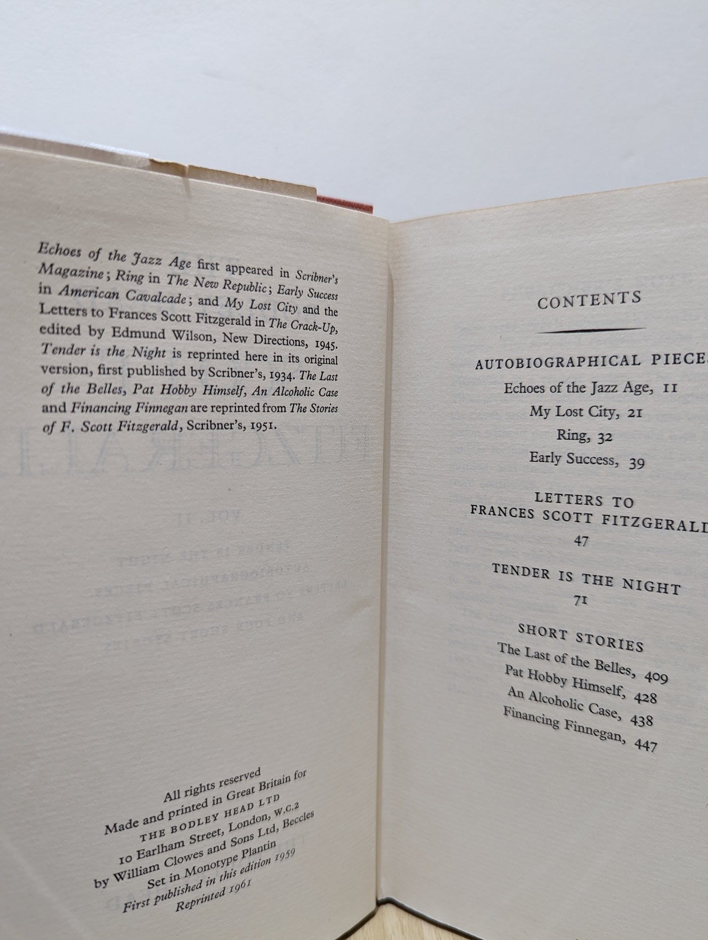 The Bodley Head Scott Fitzgerald Voume 1-4