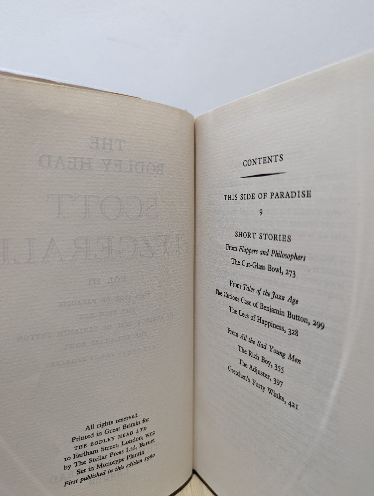 The Bodley Head Scott Fitzgerald Voume 1-4