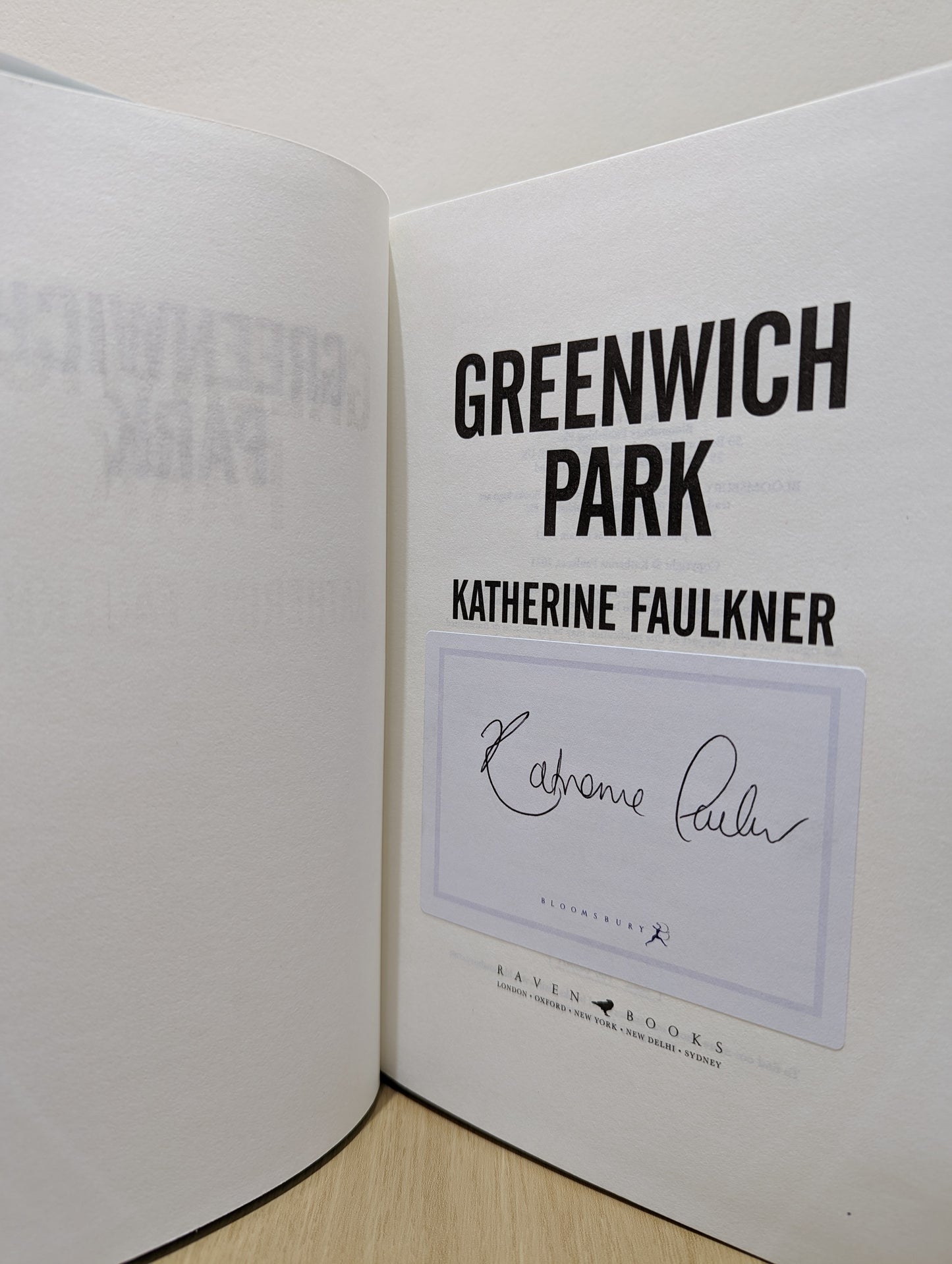 Greenwich Park (Signed First Edition)