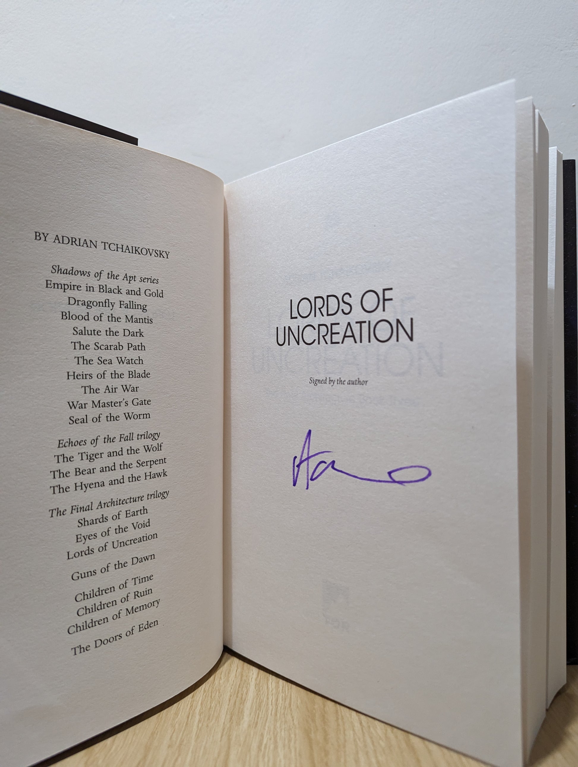 The Final Architecture Series 1-3: Shards of Earth; Eyes of the Void; Lords of Uncreation (Signed First Edition)