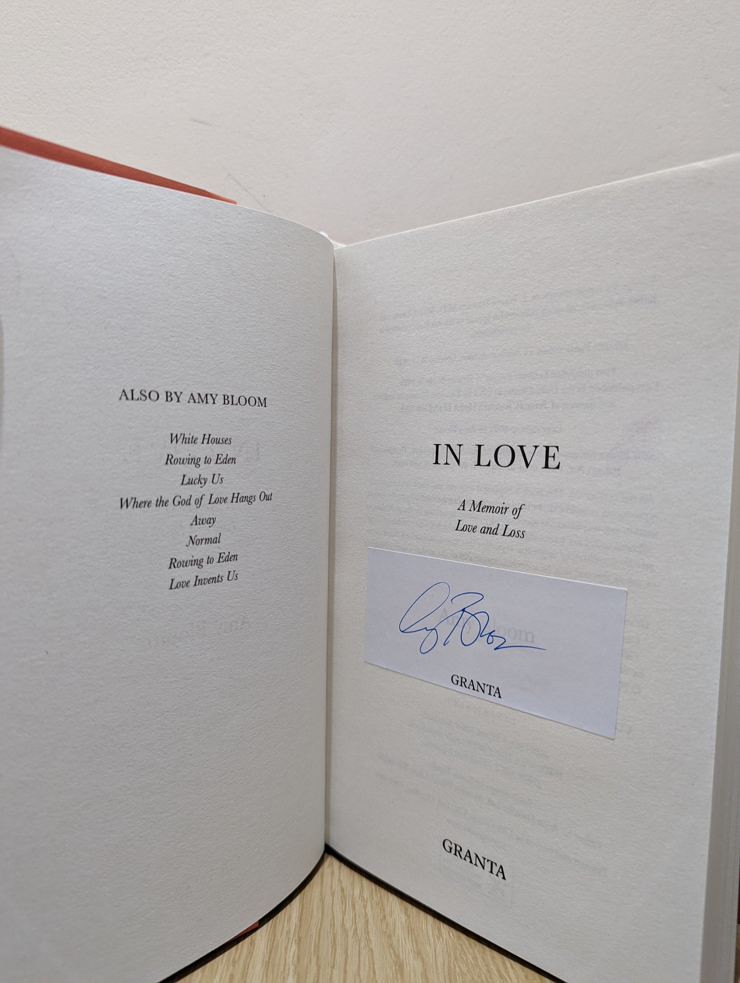 In Love: A Memoir of Love and Loss (Signed First Edition)