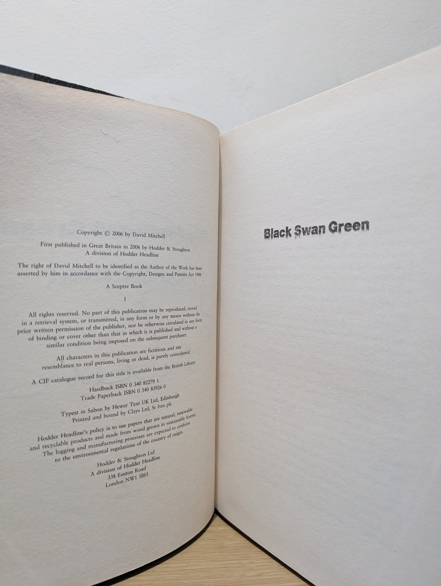 Black Swan Green (Signed First Edition)