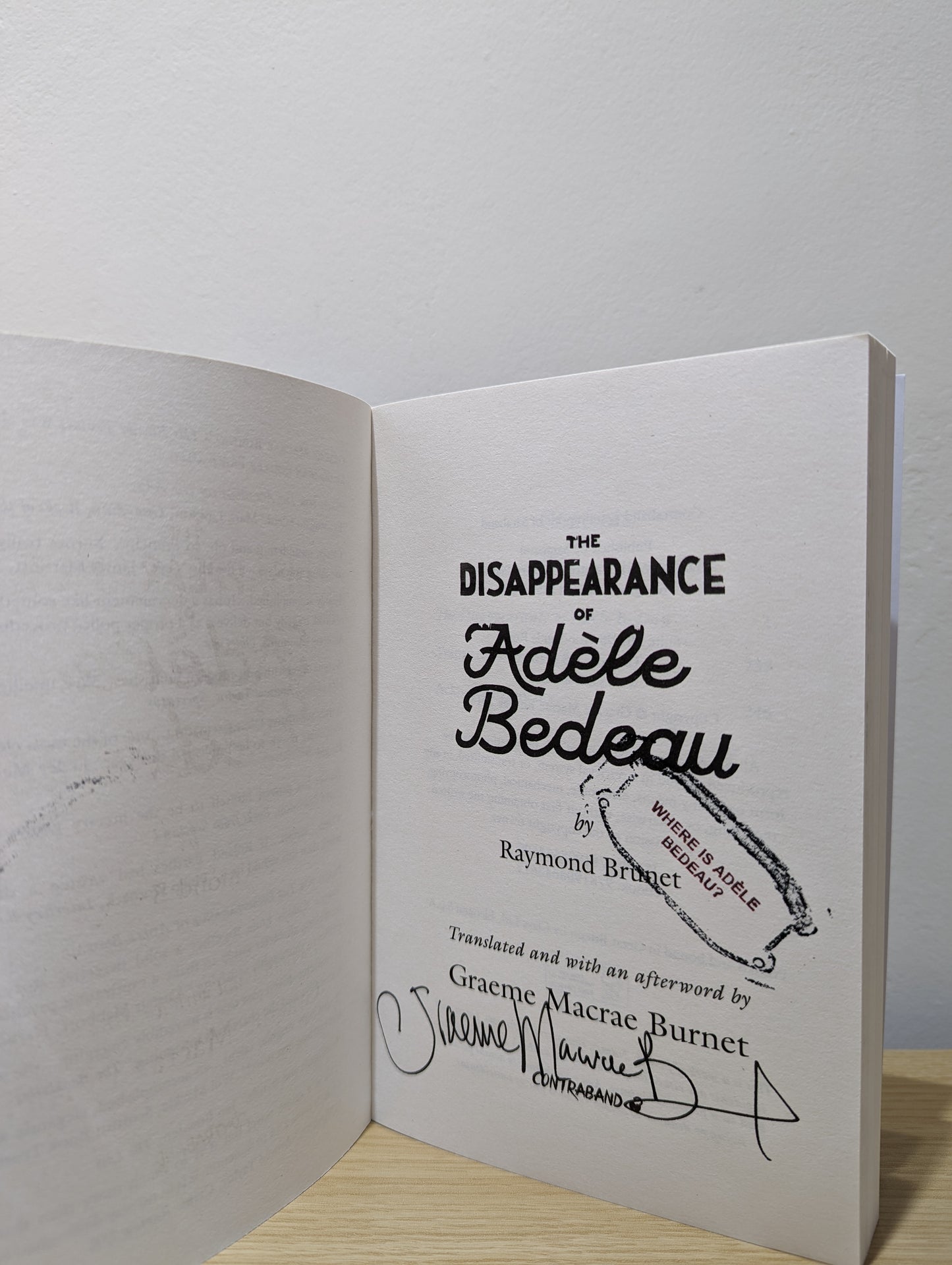 Disappearance Of Adele Bedeau (Signed to Title Page)