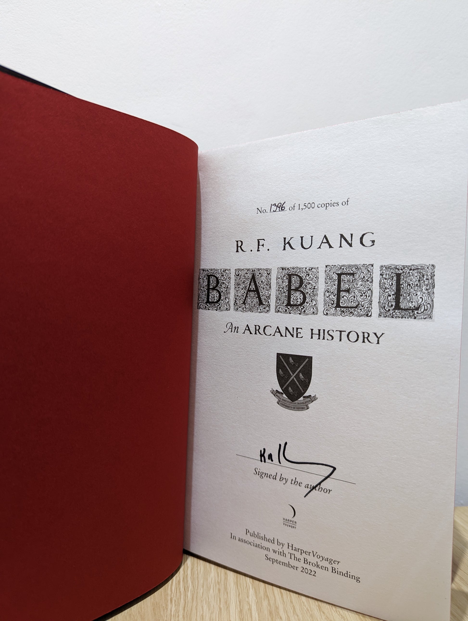 Babel (Signed First Edition with red sprayed edges)