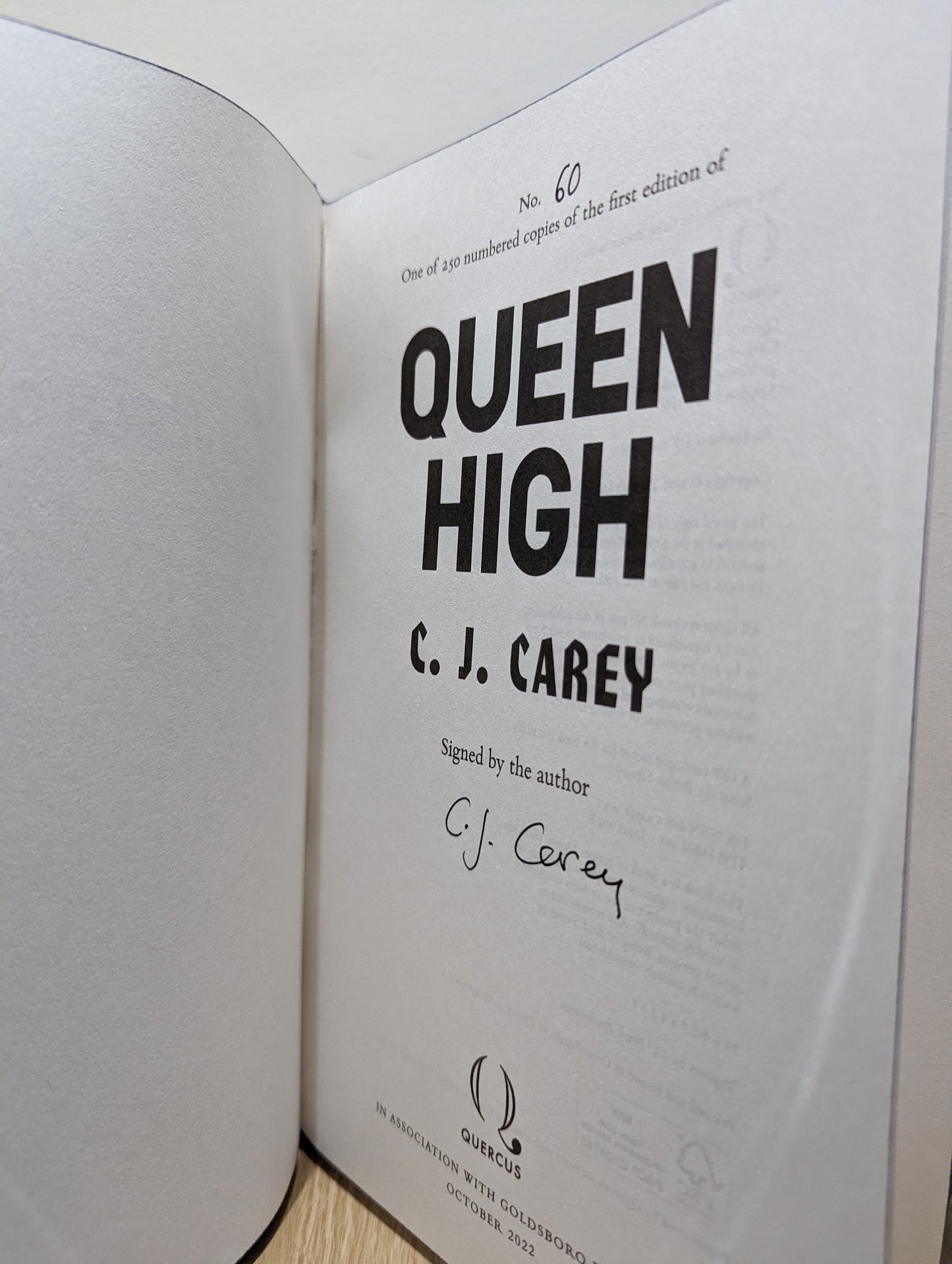 Queen High: The brilliant sequel to Widowland (Signed Numbered First Edition with sprayed edges)