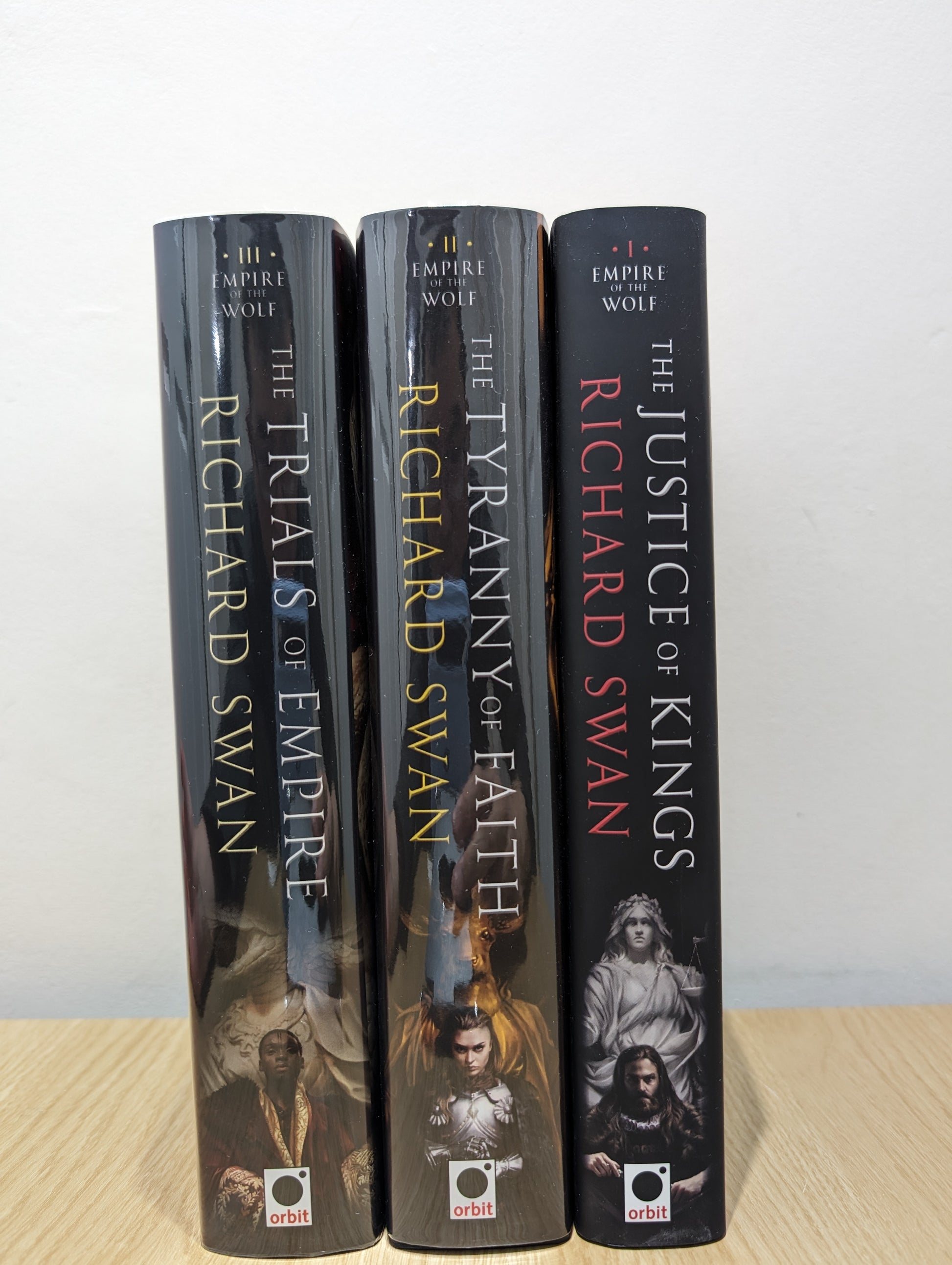 The Justice of Kings; The Tyranny of Faith; The Trials of Empire (the Empire of the Wolf Book 1-3) (Signed First Edition Set with sprayed edges)