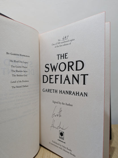 The Sword Defiant; The Sword Unbound: Lands of the Firstborn 1-2 (Signed Numbered First Edition with sprayed edges)