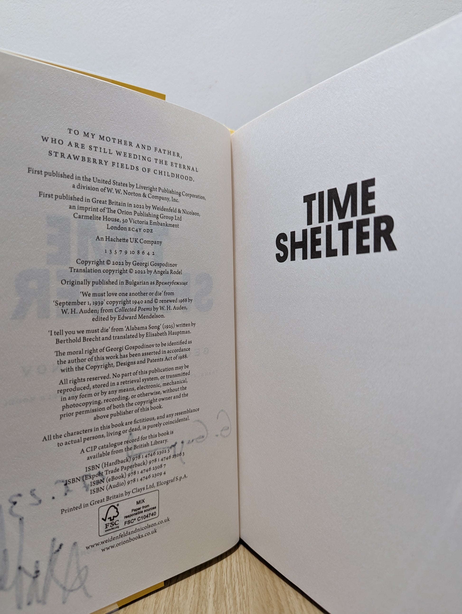 Time Shelter: Winner of the International Booker Prize 2023 (Double Signed Dated First Edition)