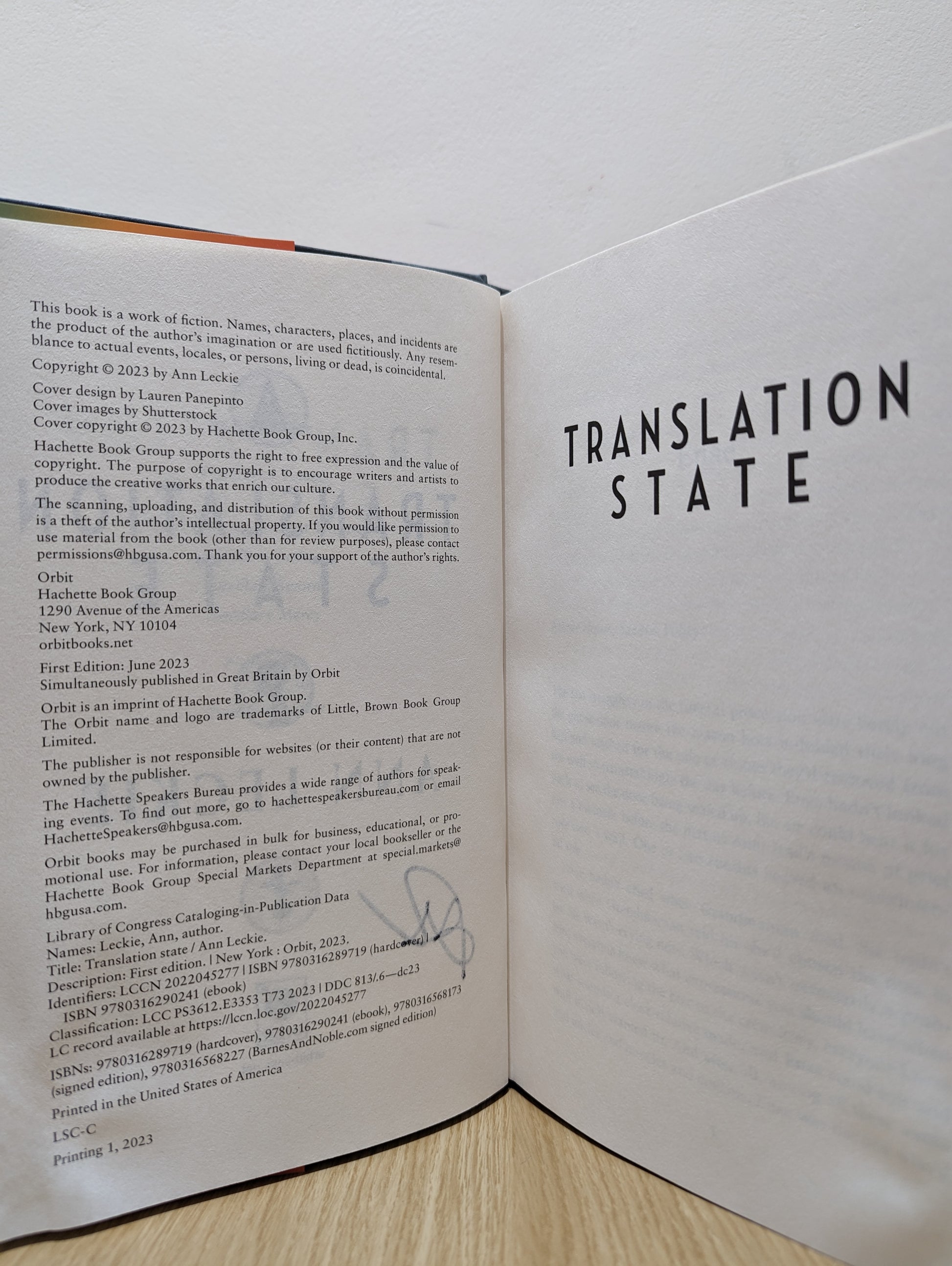 Translation State (Imperial Radch) (Signed First Edition)