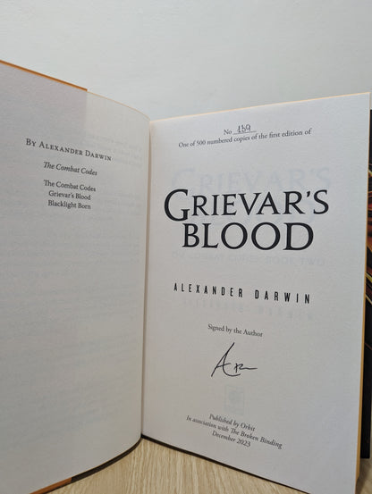 The Combat Codes; Grievar's Blood (Signed Numbered First Edition with sprayed edges)