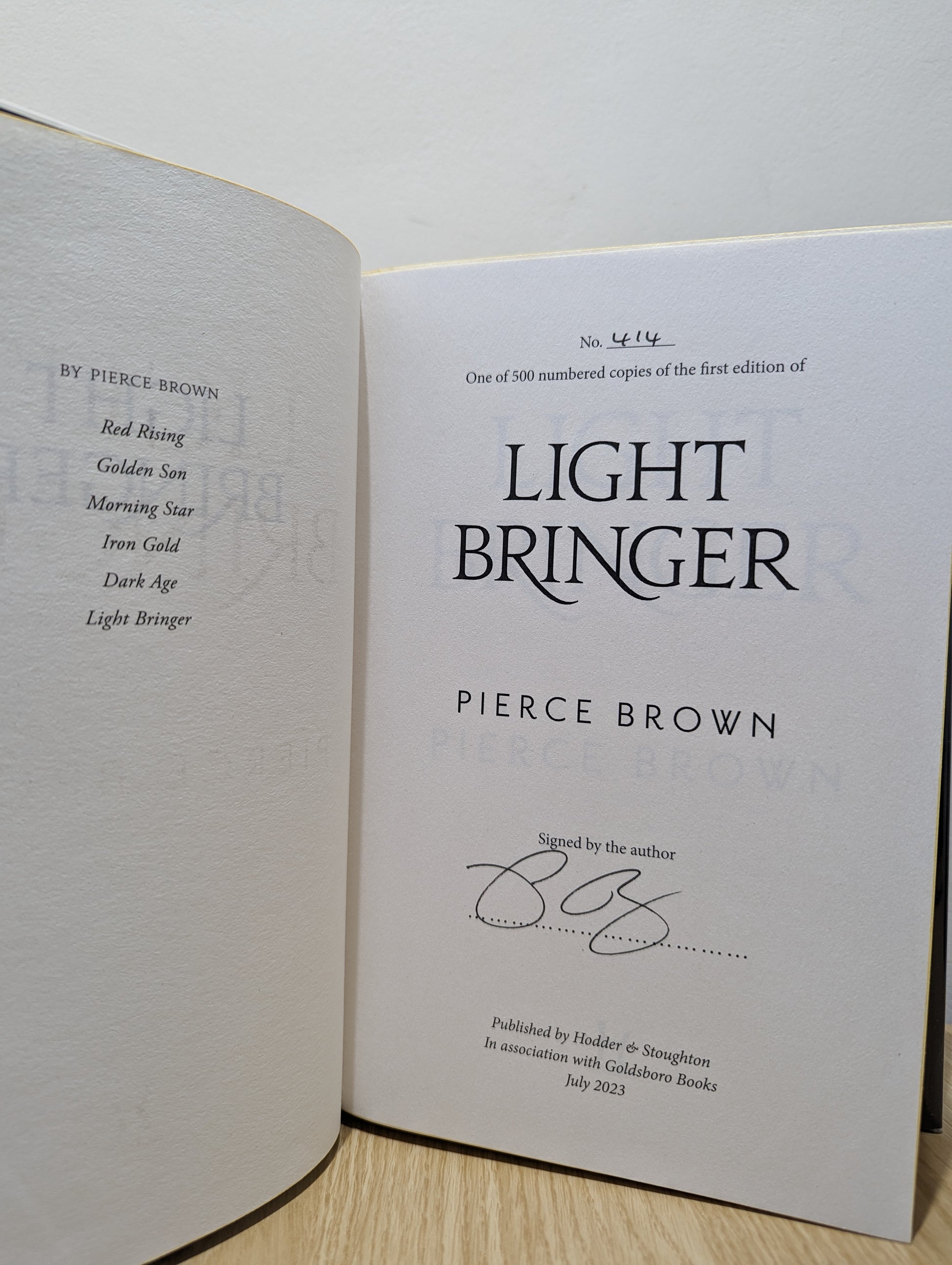 Light Bringer: A Red Rising Novel (Signed Munbered First Edition with sprayed edges)