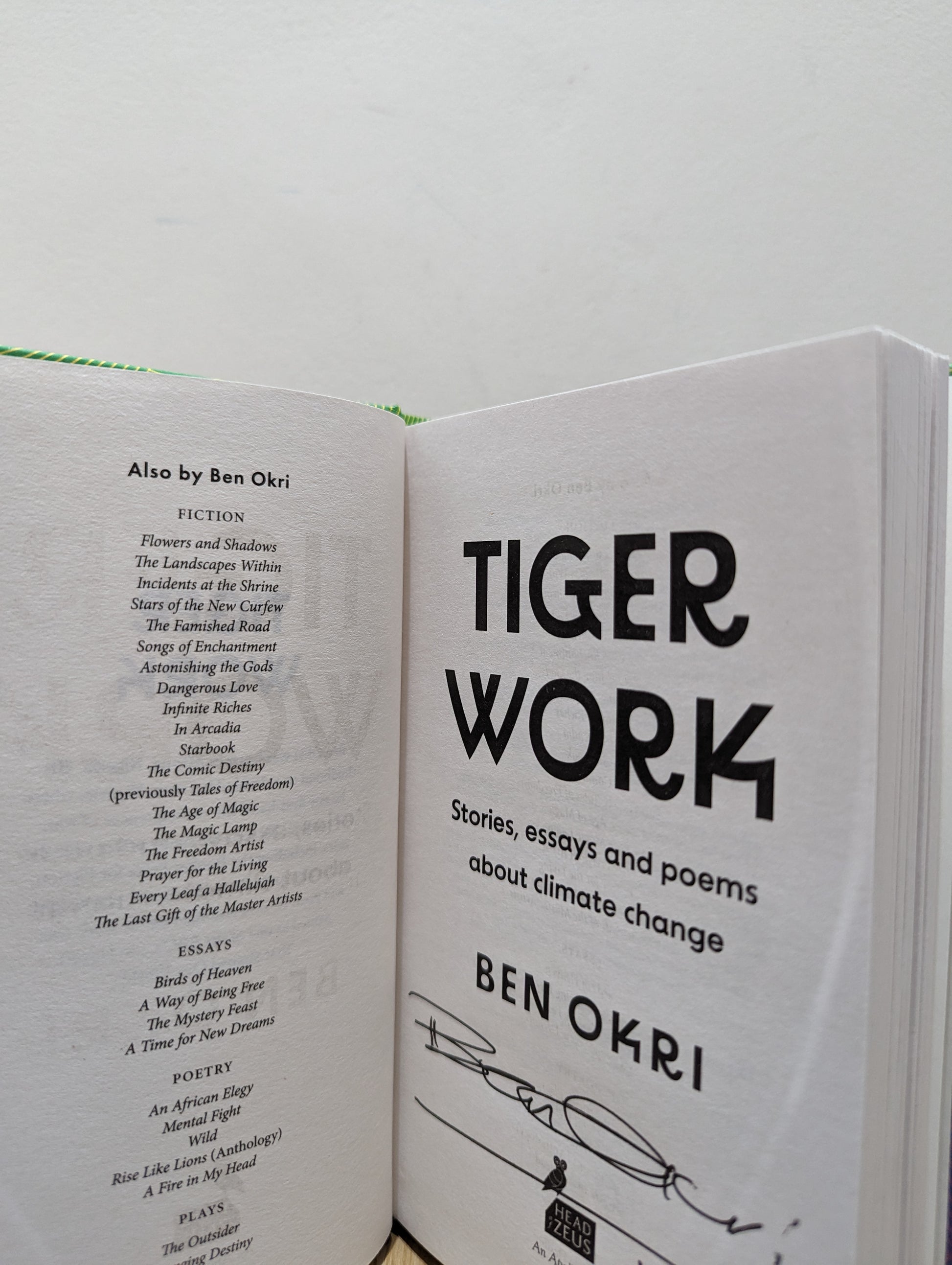 Tiger Work: Stories, essays and poems about climate change (Signed First Edition)