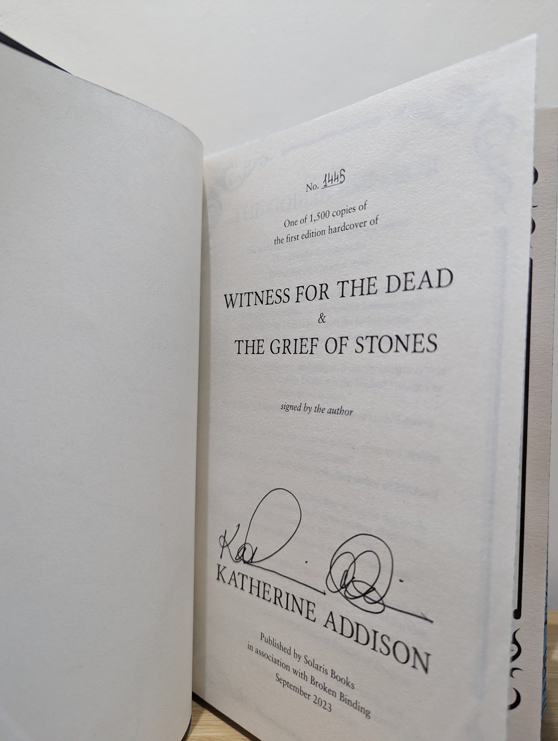 The Goblin Emperor; The Witness for the Dead, The Grief of Stones (Signed Set with sprayed edges)